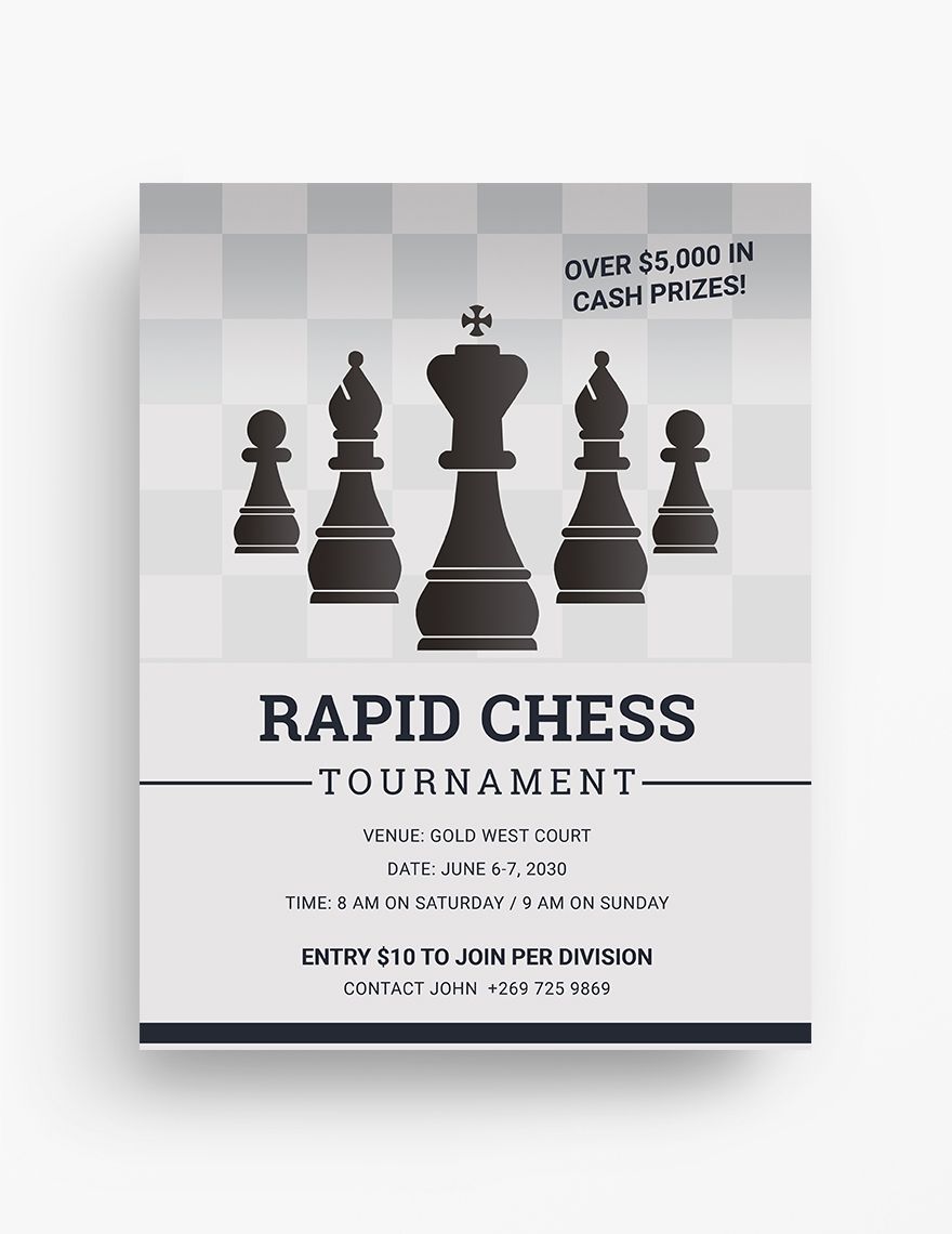 Chess Tournament Flyer Template in Word, Google Docs, Illustrator, PSD, Apple Pages, Publisher, InDesign