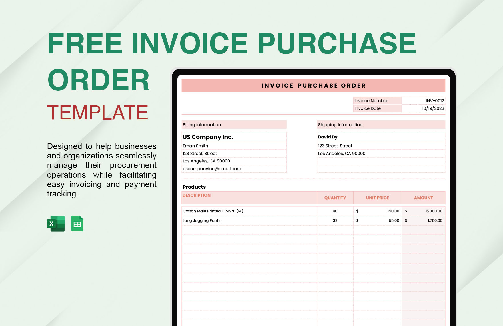 Invoice Purchase Order Template