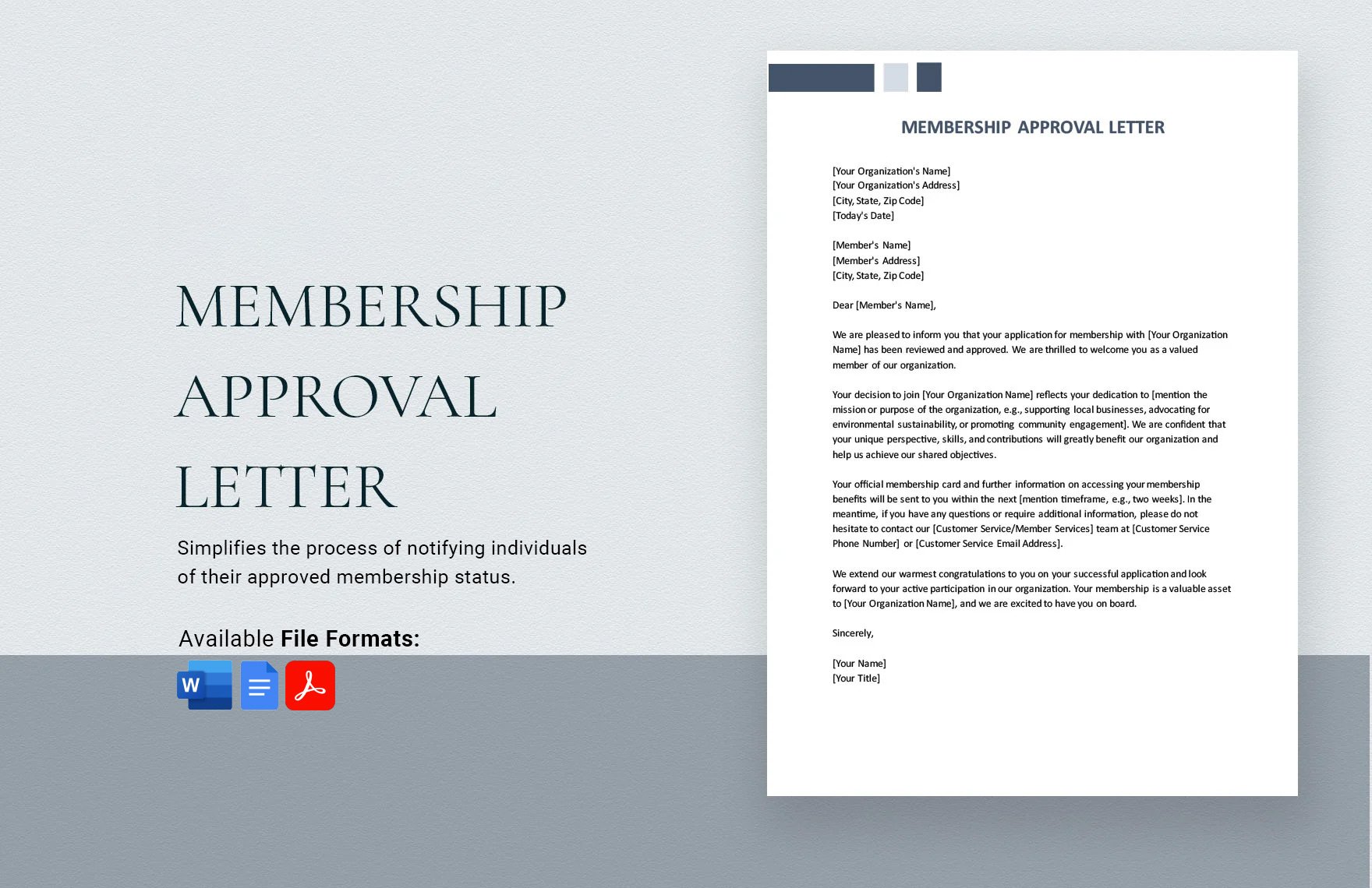 Membership Approval Letter in Word, Google Docs, PDF