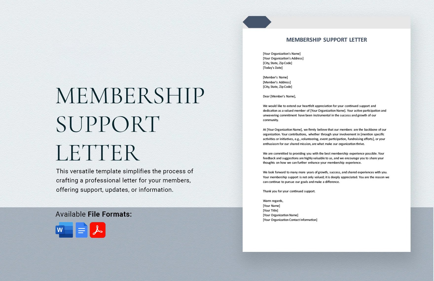 Membership Support Letter in Word, Google Docs, PDF