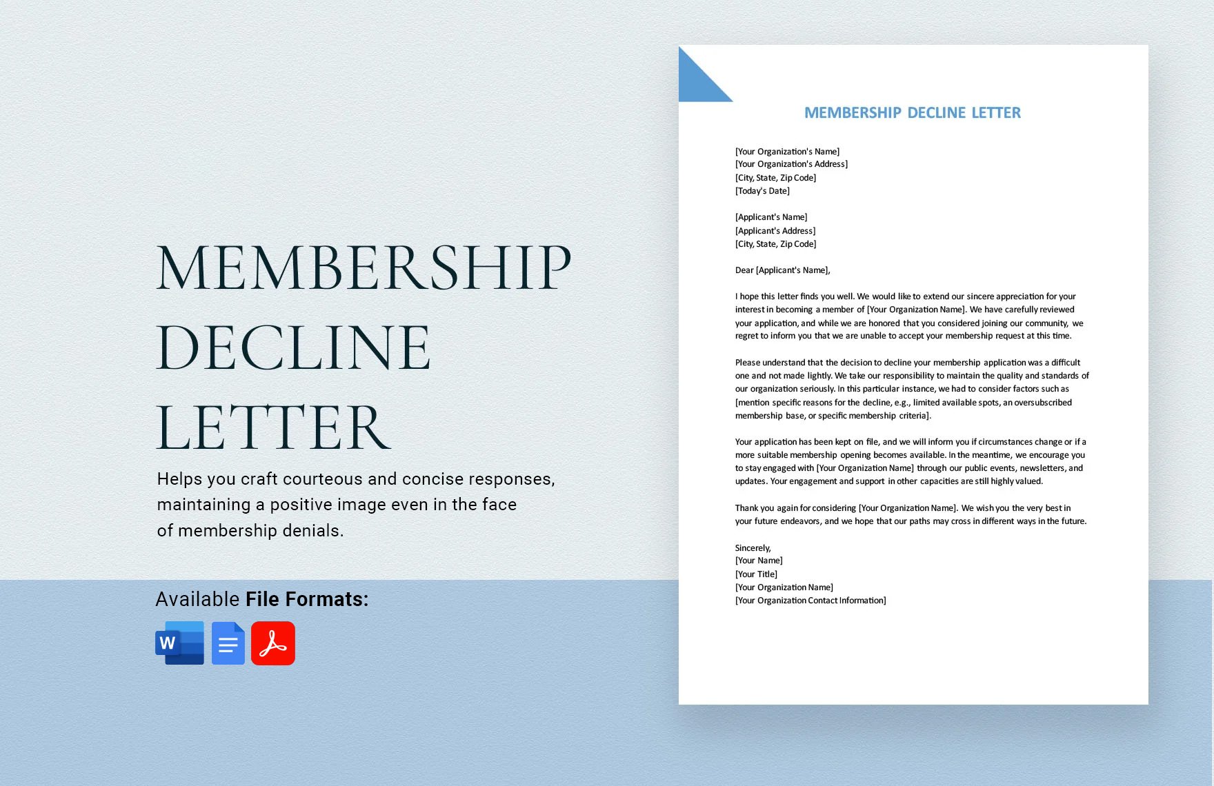 Membership Decline Letter in Word, Google Docs, PDF