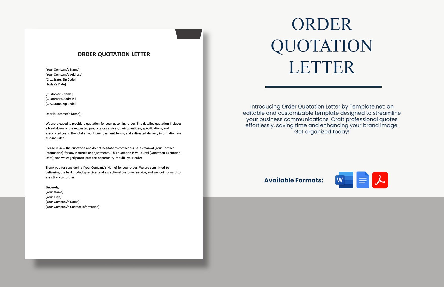 Order Quotation Letter in Word, Google Docs, PDF