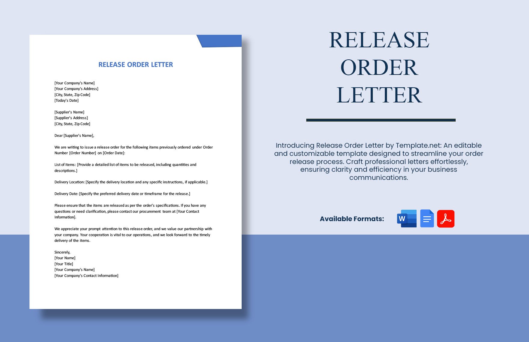 Release Order Letter in Word, Google Docs, PDF