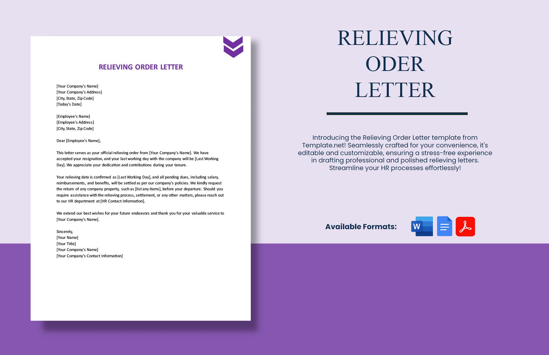 Relieving Order Letter in Word, Google Docs, PDF