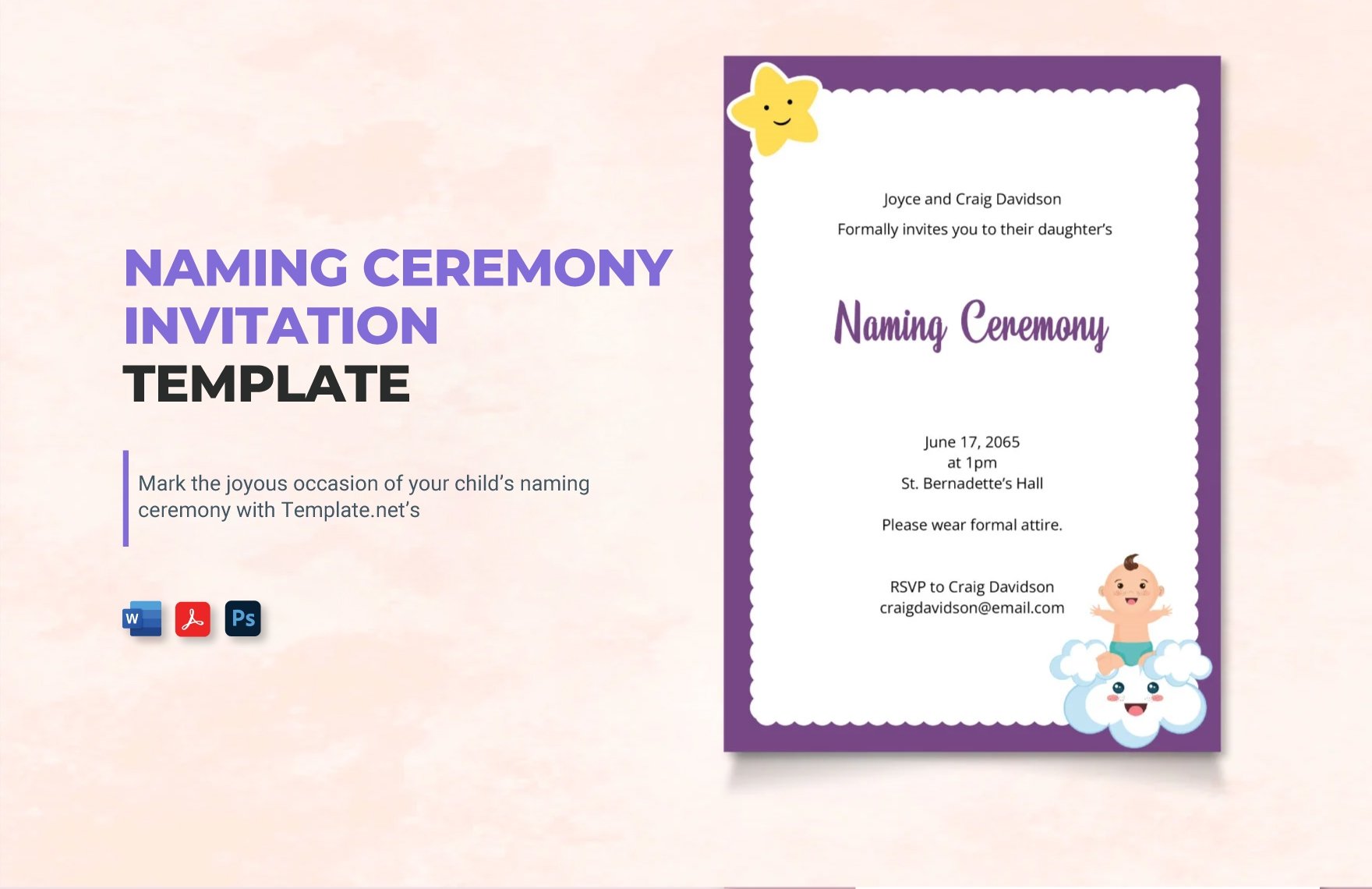 Free Naming Ceremony Invitation Template in Word, PDF, PSD