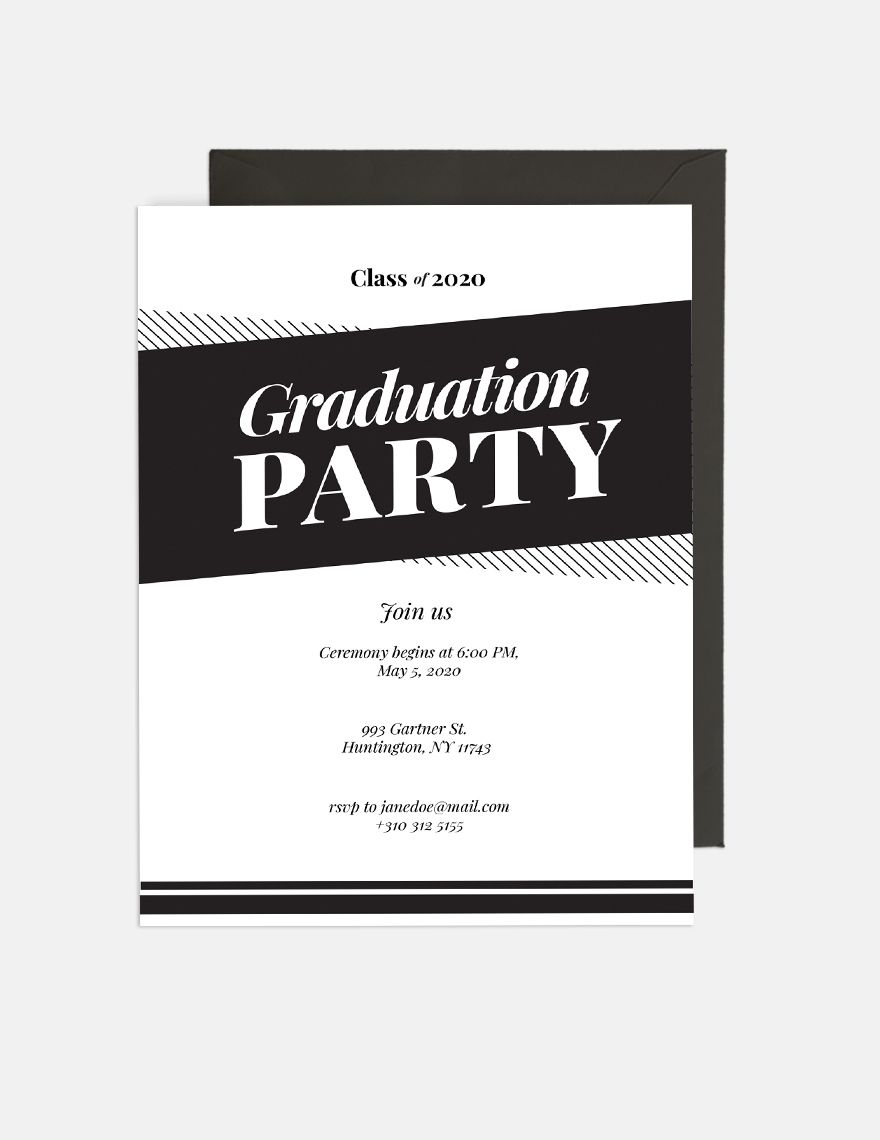Black and White Graduation Party Invitation