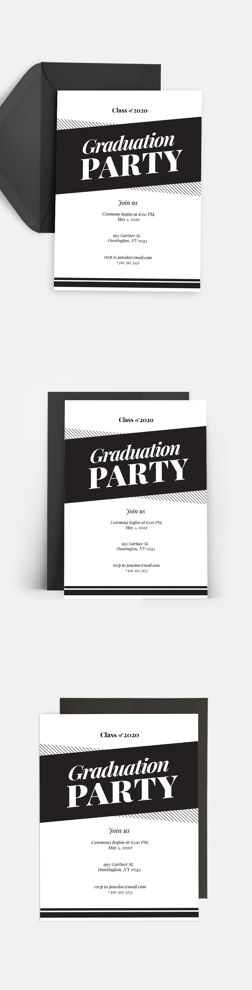 Free Black and White Graduation Party Invitation Template