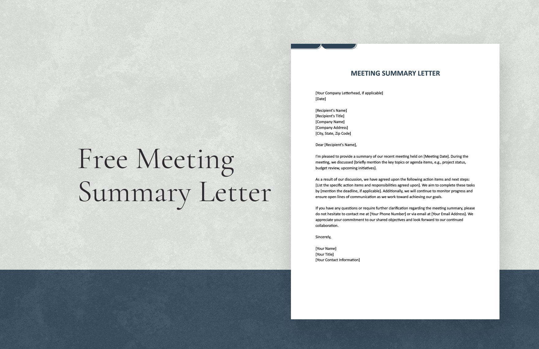 Free Meeting Summary Letter