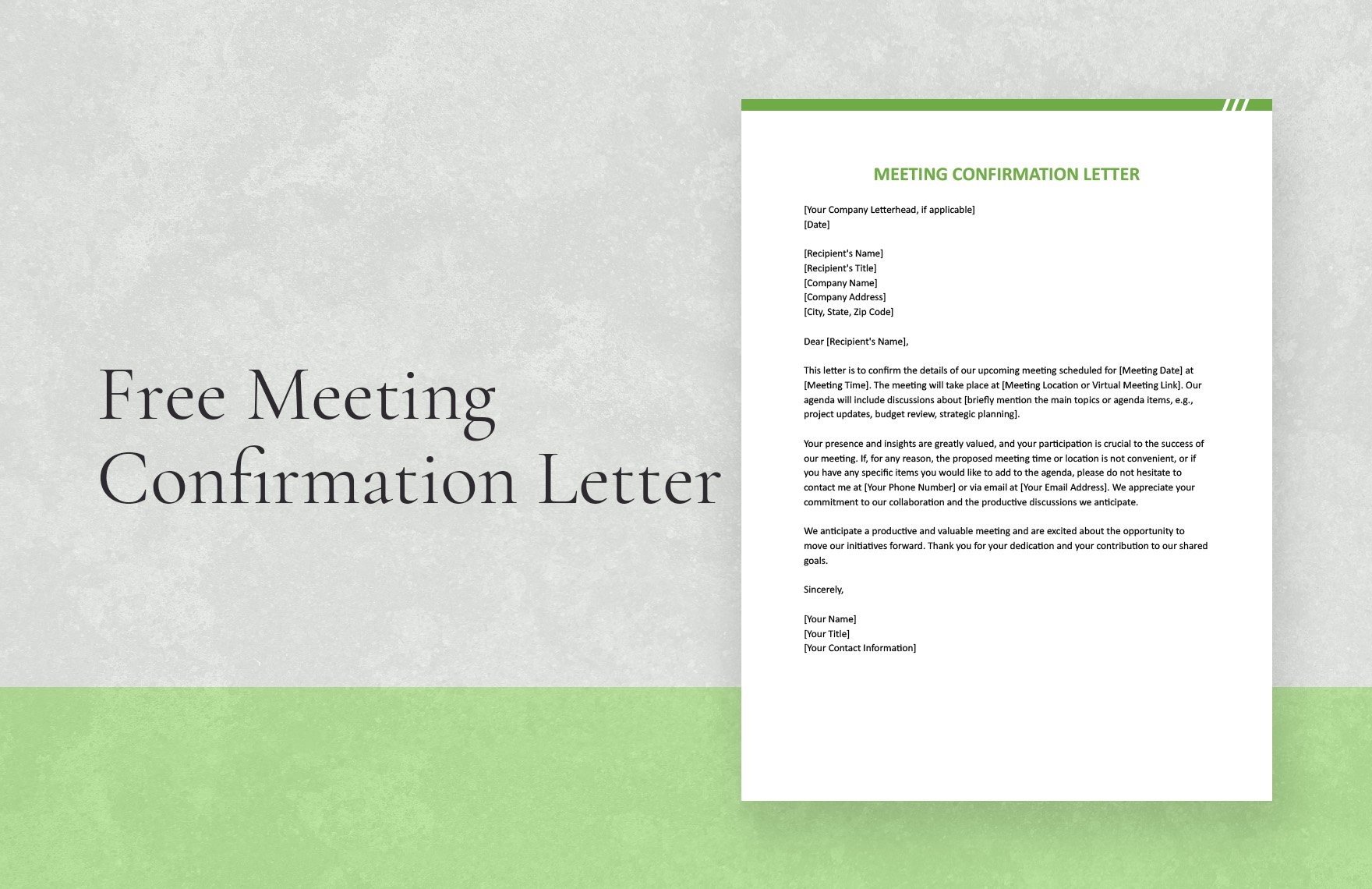 Free Meeting Confirmation Letter