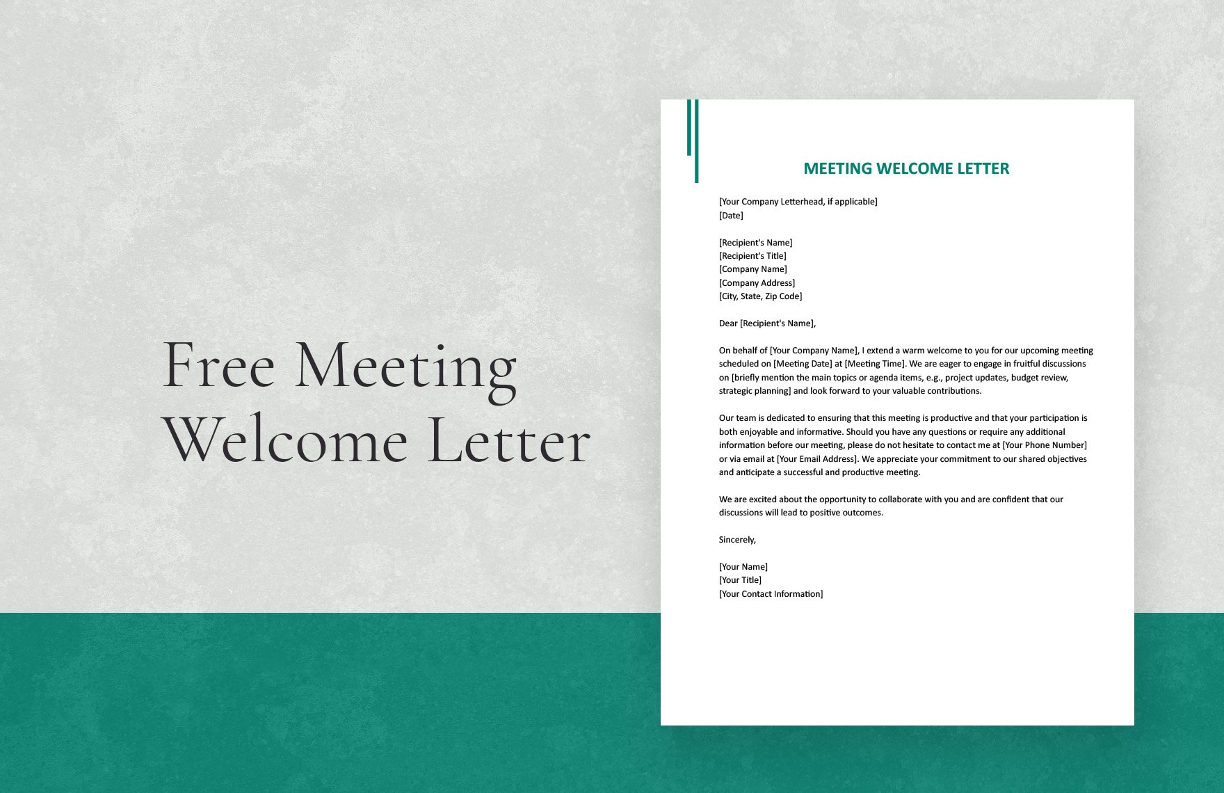 Free Meeting Welcome Letter