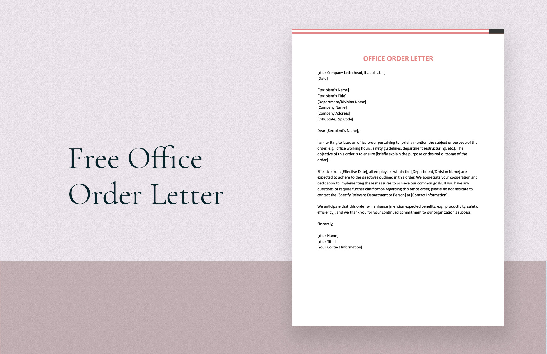 Office Order Letter in Word, Google Docs - Download | Template.net