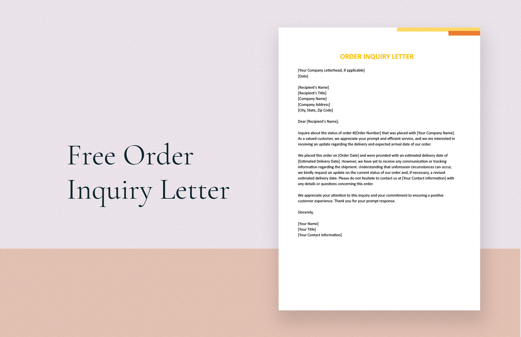Order Inquiry Letter in Word, Google Docs