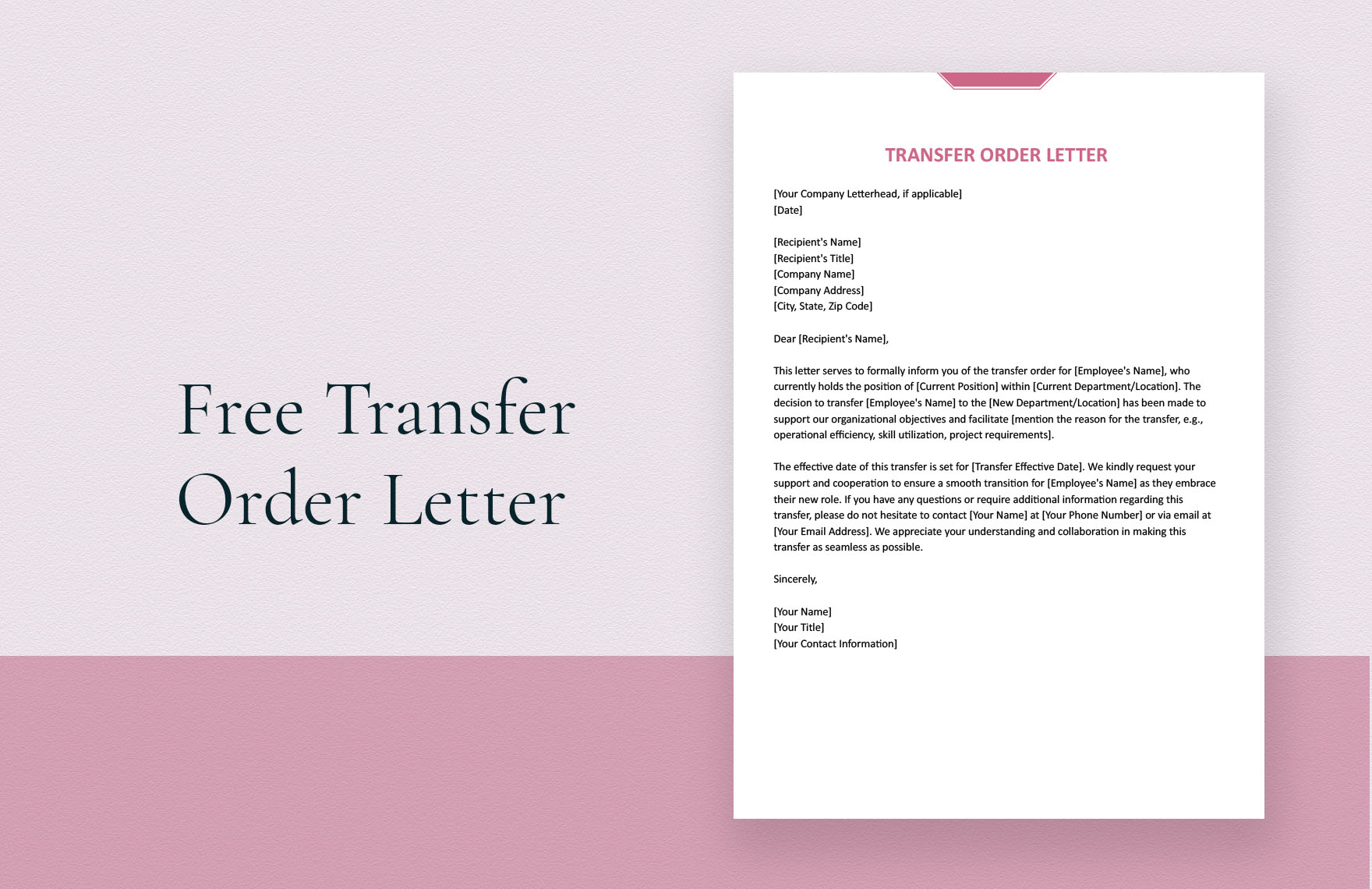 Transfer Order Letter