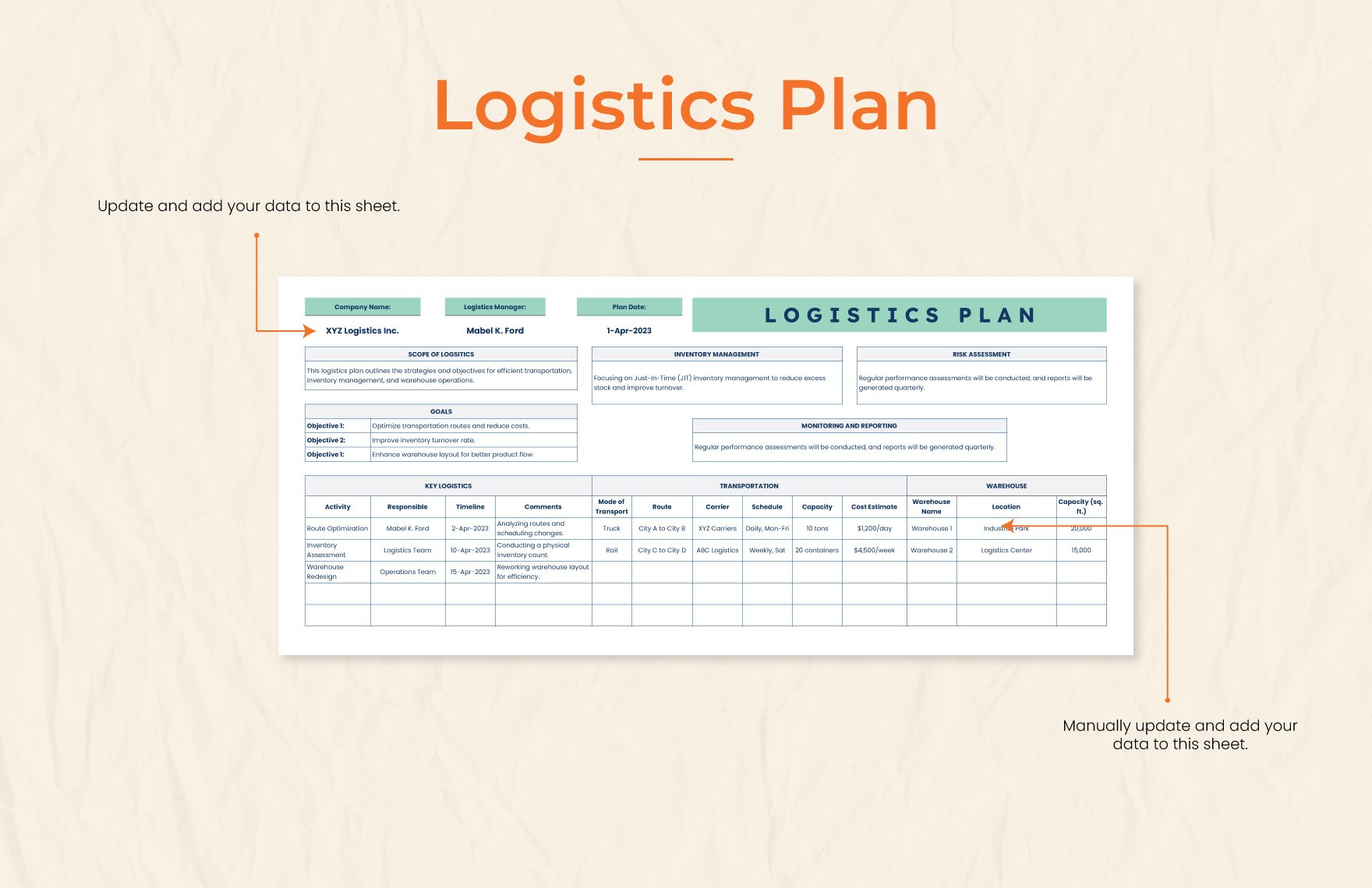 Logistics Plan Template