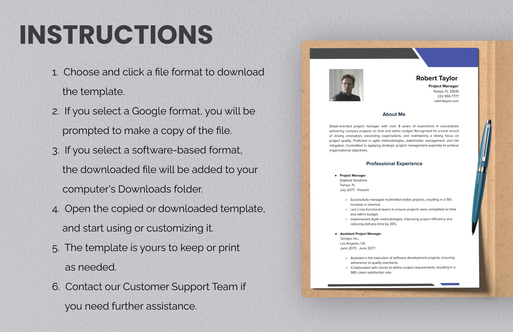 Project Manager CV Template - Download in Word, Google Docs, PDF ...
