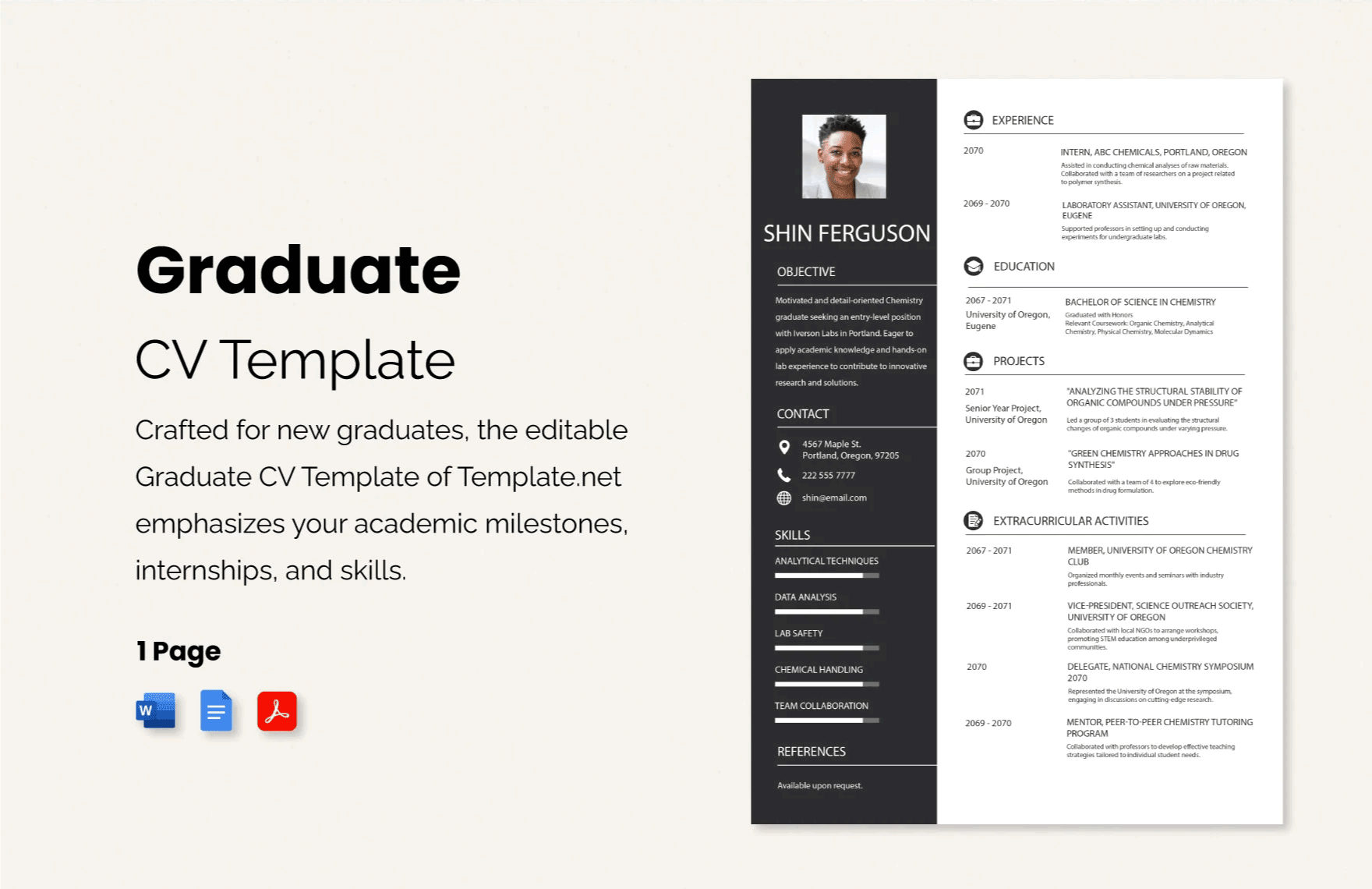 Graduate CV Template in Word, PDF, Google Docs - Download | Template.net