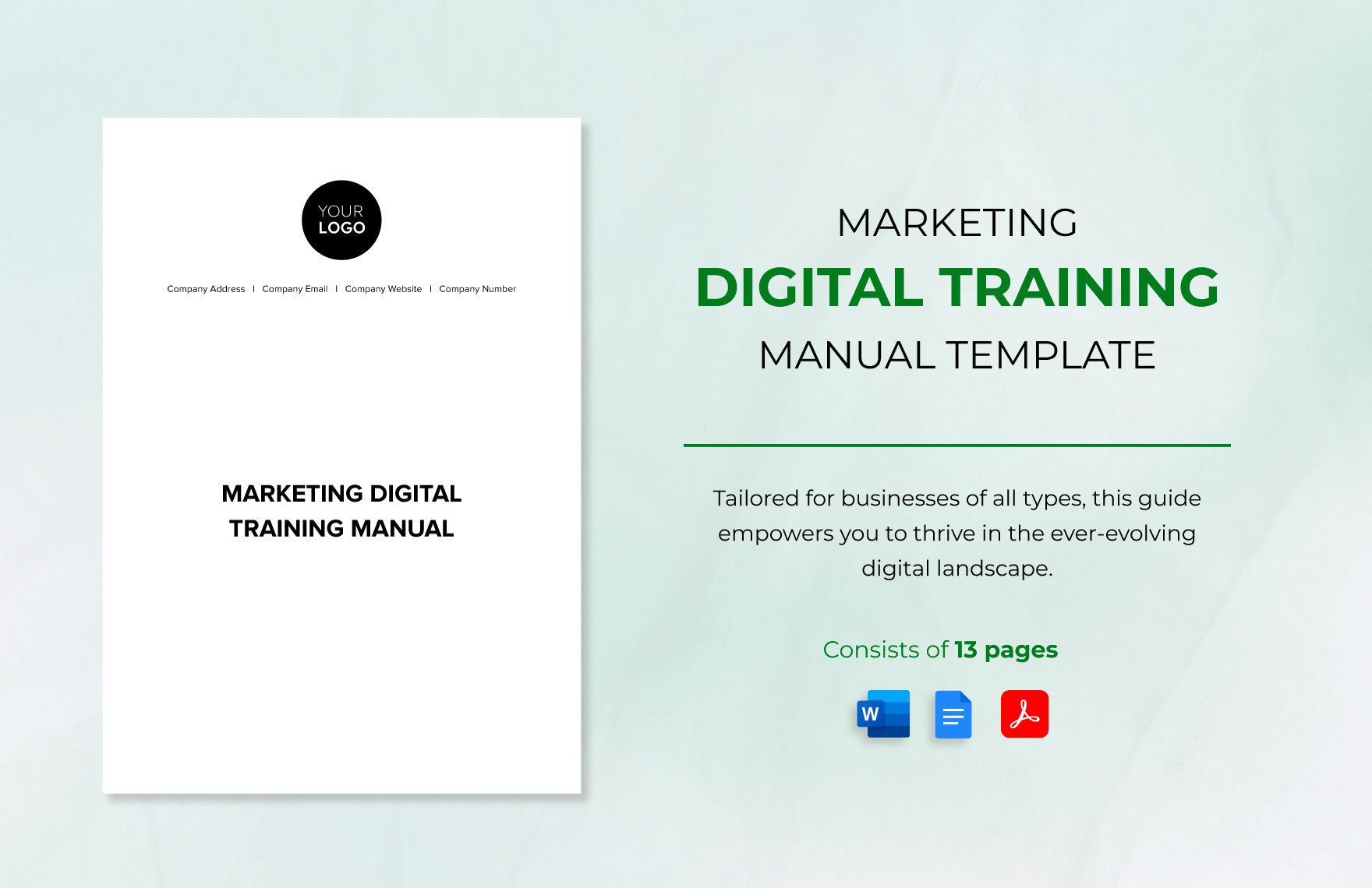 Marketing Digital Training Manual Template in Word, Google Docs, PDF