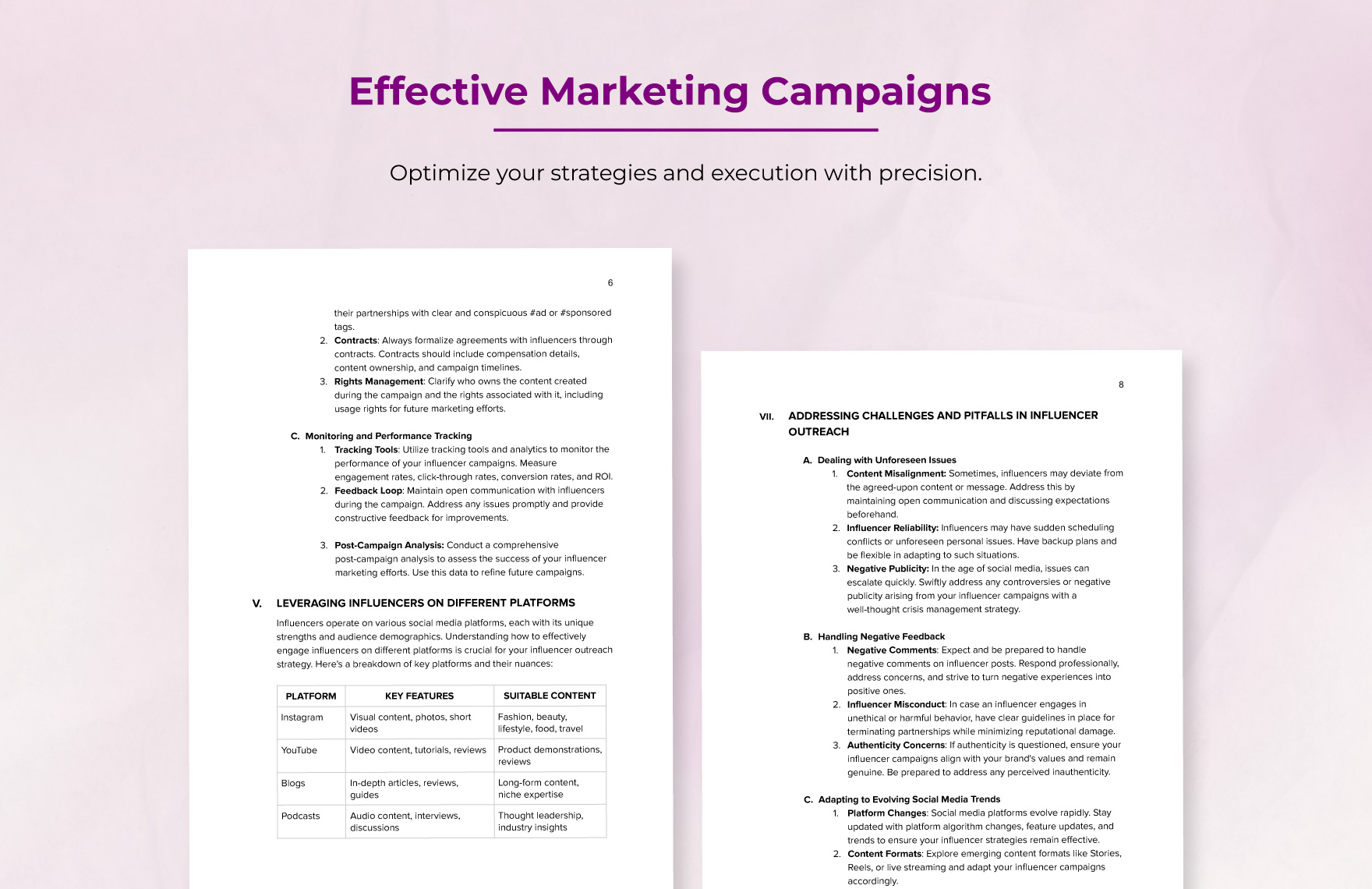 Marketing Influencer Outreach User Guide Template in Word PDF Google