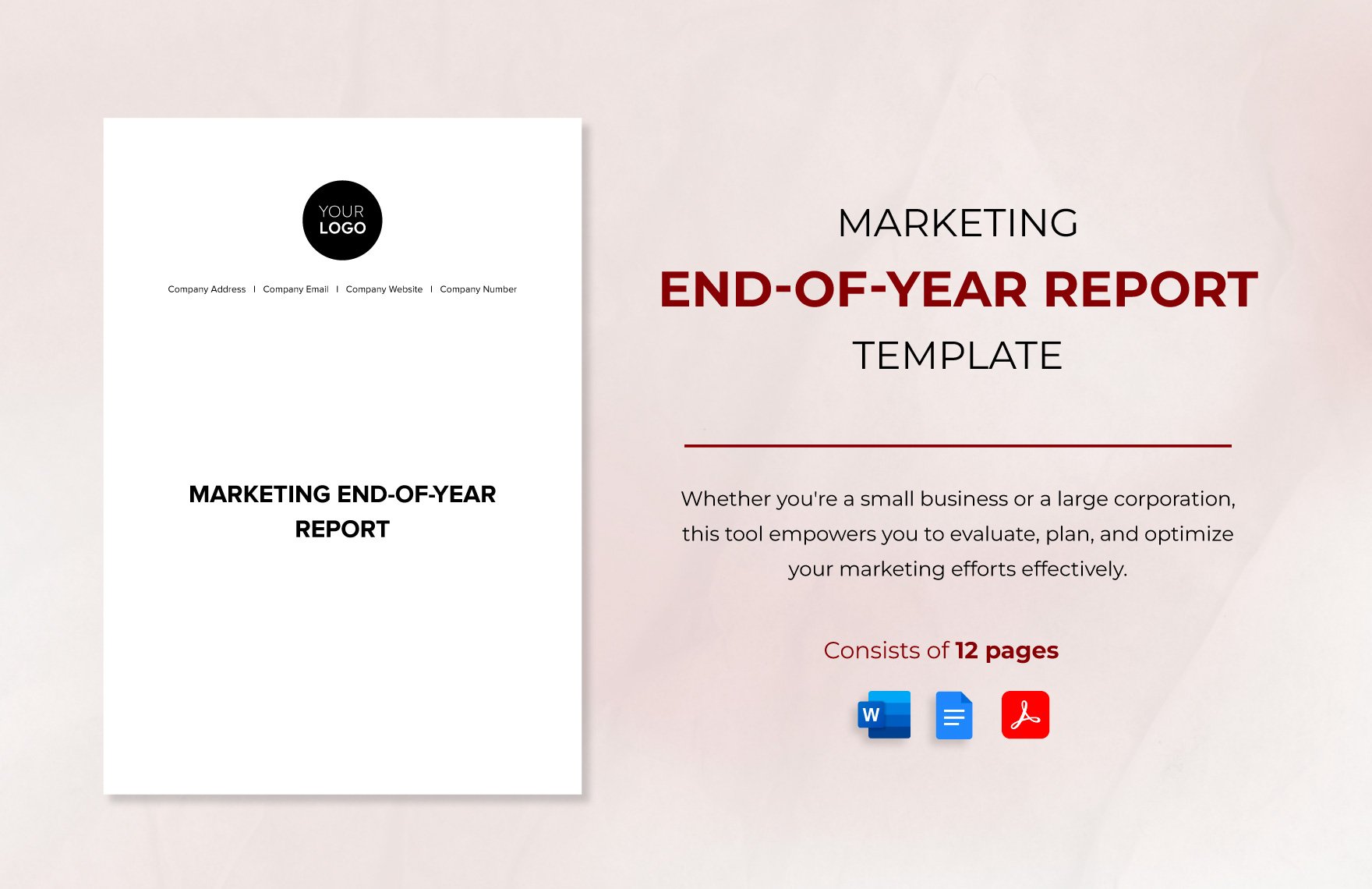 Marketing End-of-Year Report Template in Word, Google Docs, PDF