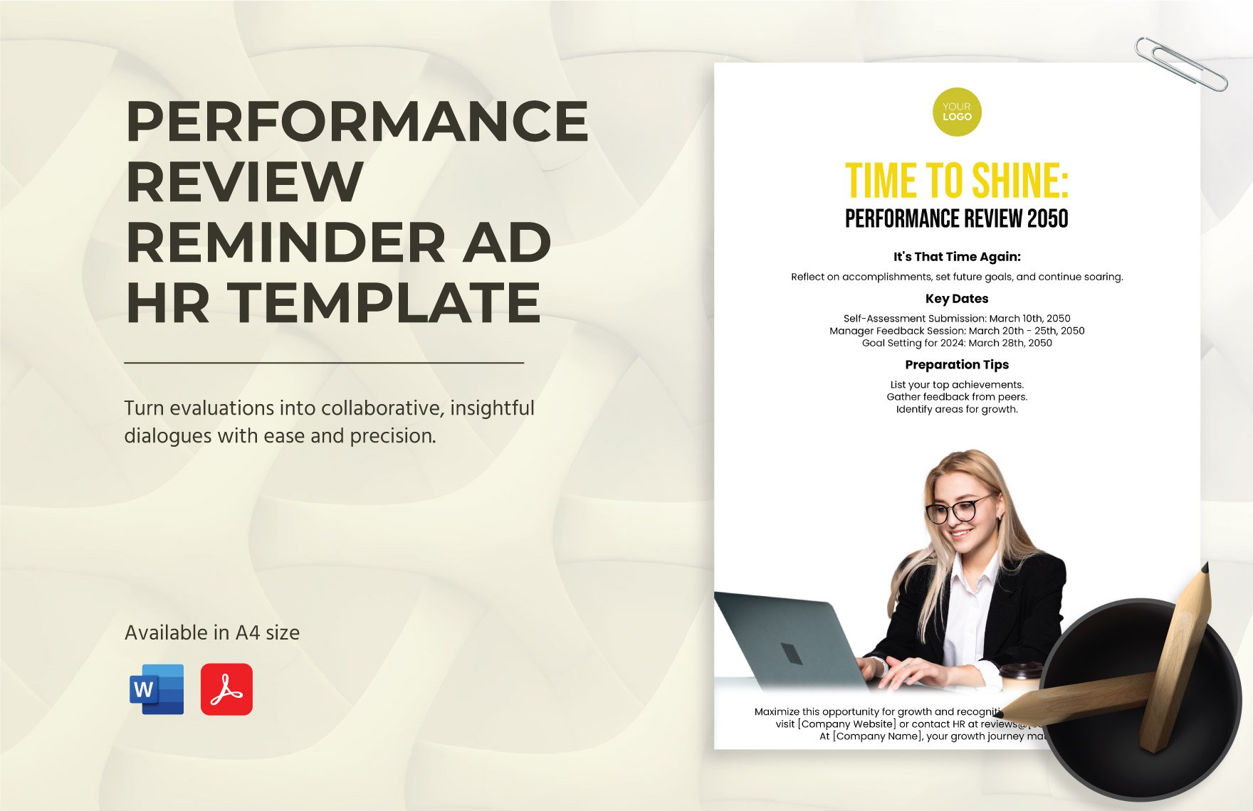 Performance Review Reminder Ad HR Template