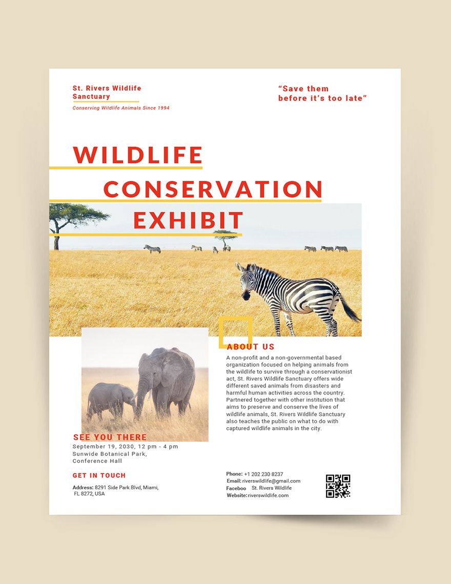 Wildlife Conservation Flyer Template in Word, Google Docs, Illustrator, PSD, Apple Pages, Publisher, InDesign