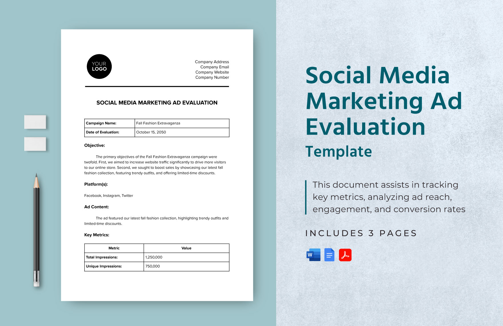 Social Media Marketing Ad Evaluation Template in Word, Google Docs, PDF