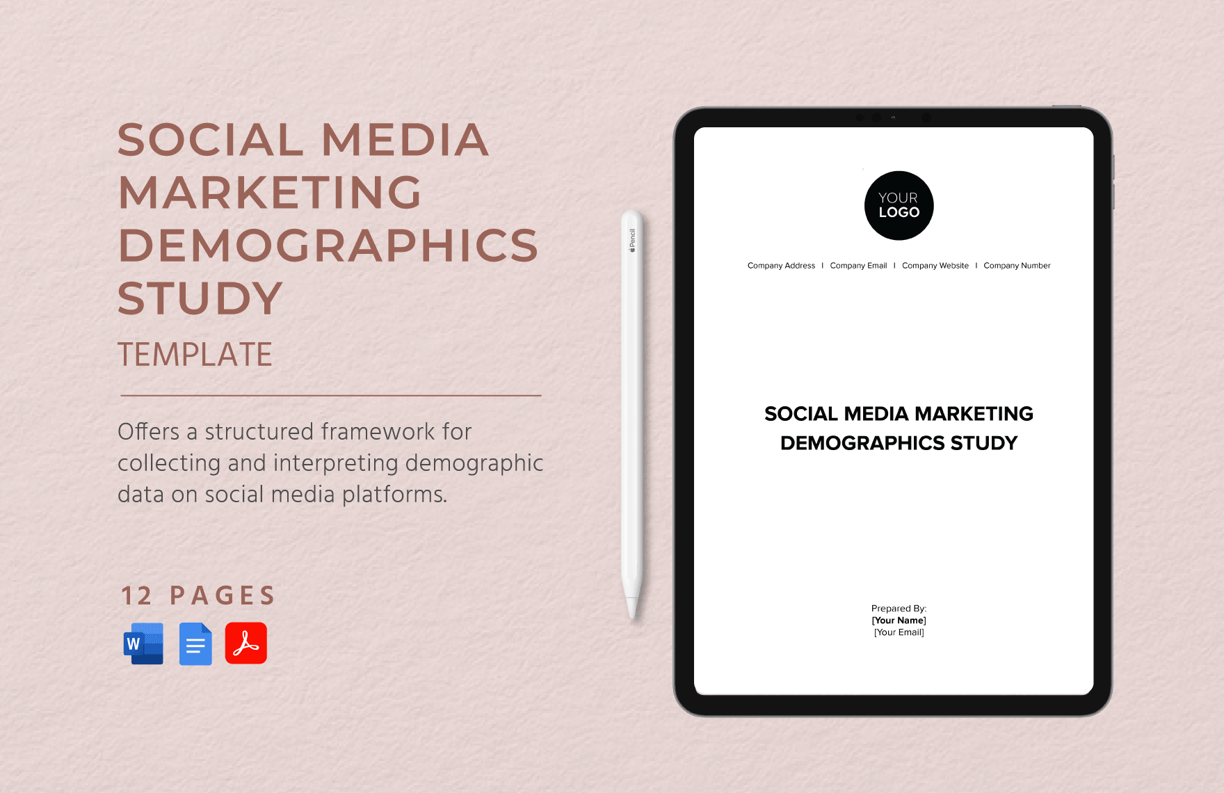 Social Media Marketing Demographics Study Template in Word, Google Docs, PDF