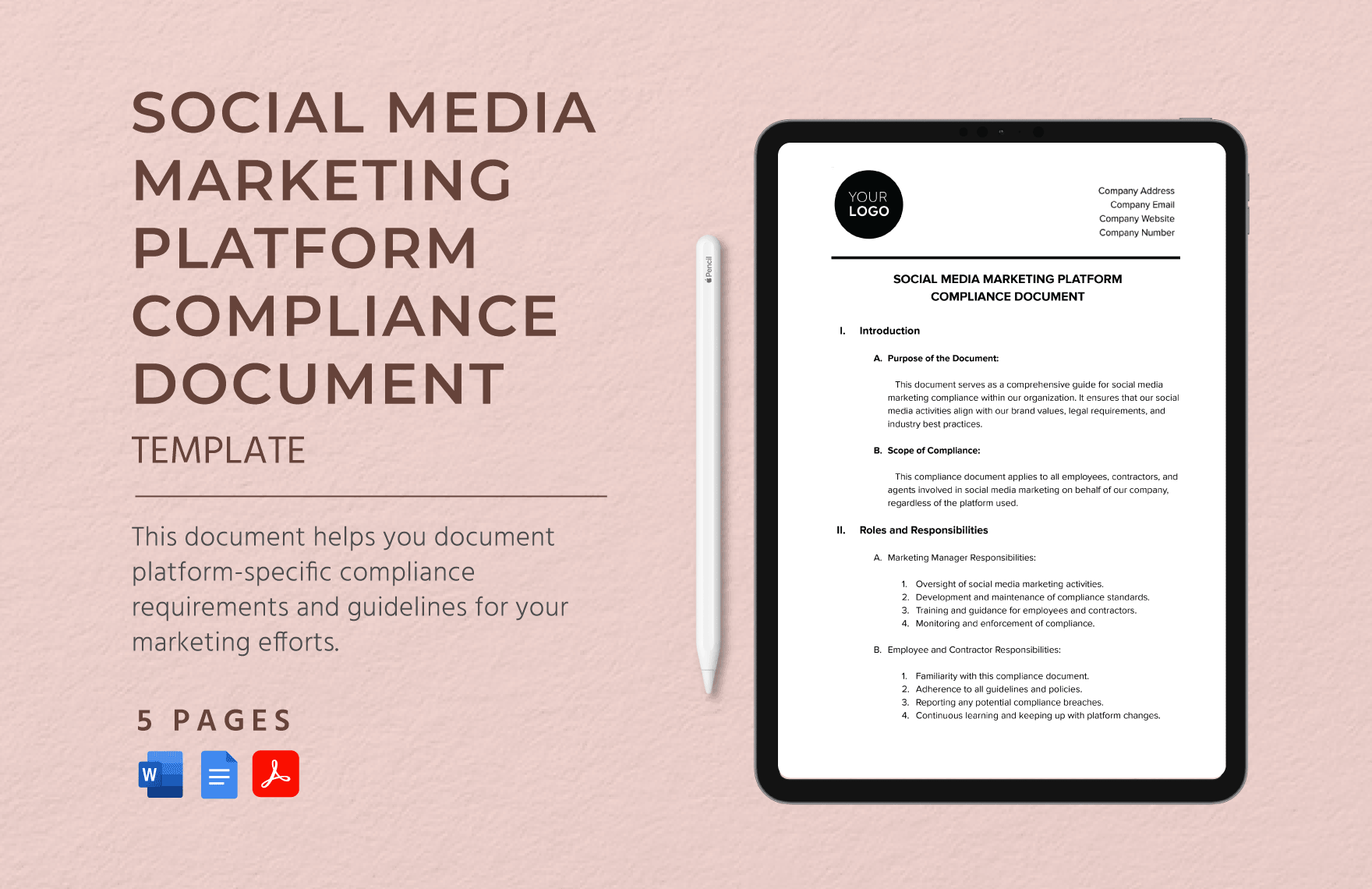 Social Media Marketing Platform Compliance Document Template in Word, Google Docs, PDF