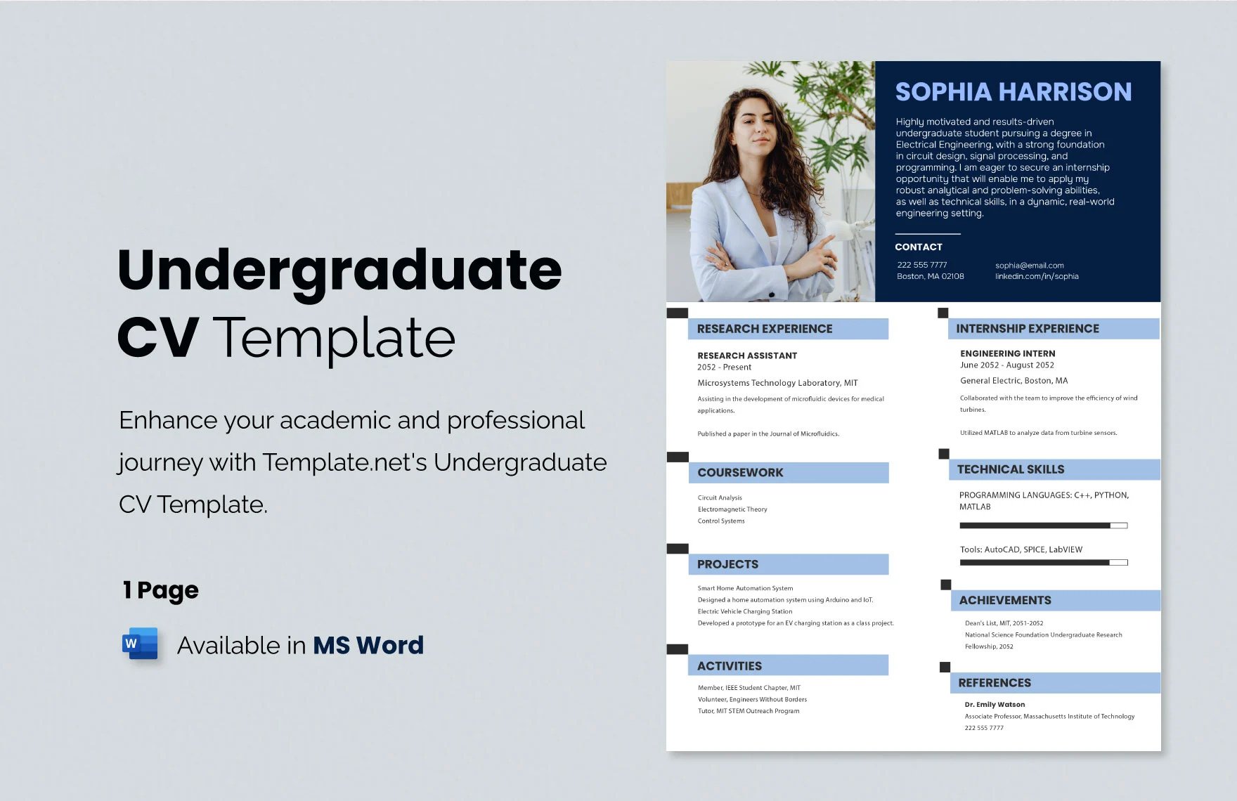 Free Undergraduate CV Template in Word
