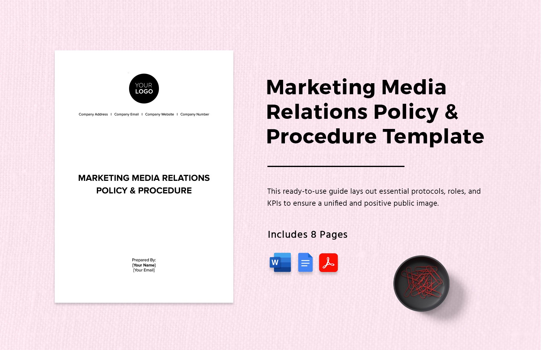 Marketing Media Relations Policy & Procedure Template in Word, Google Docs, PDF