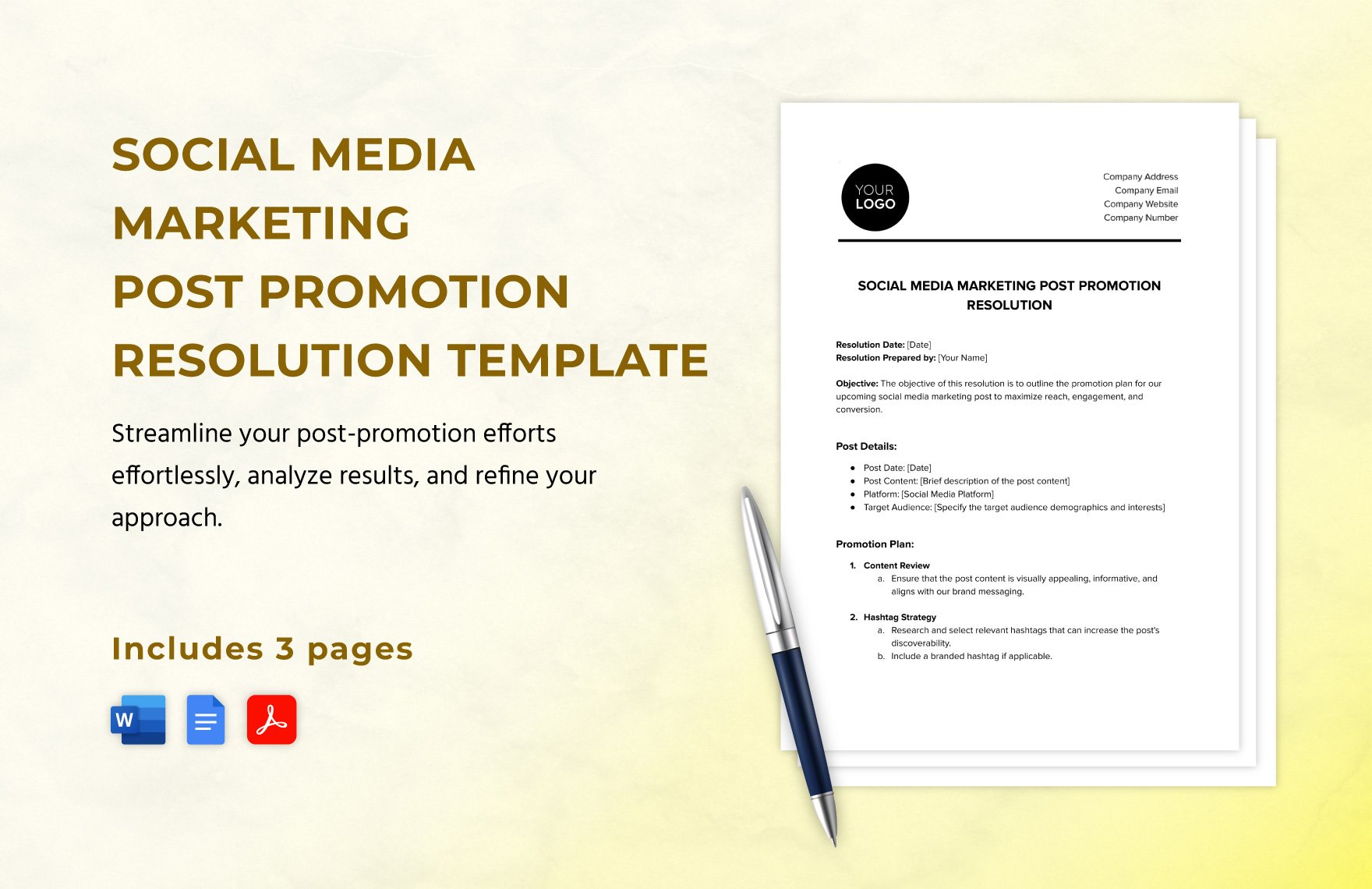 Social Media Marketing Post Promotion Resolution Template