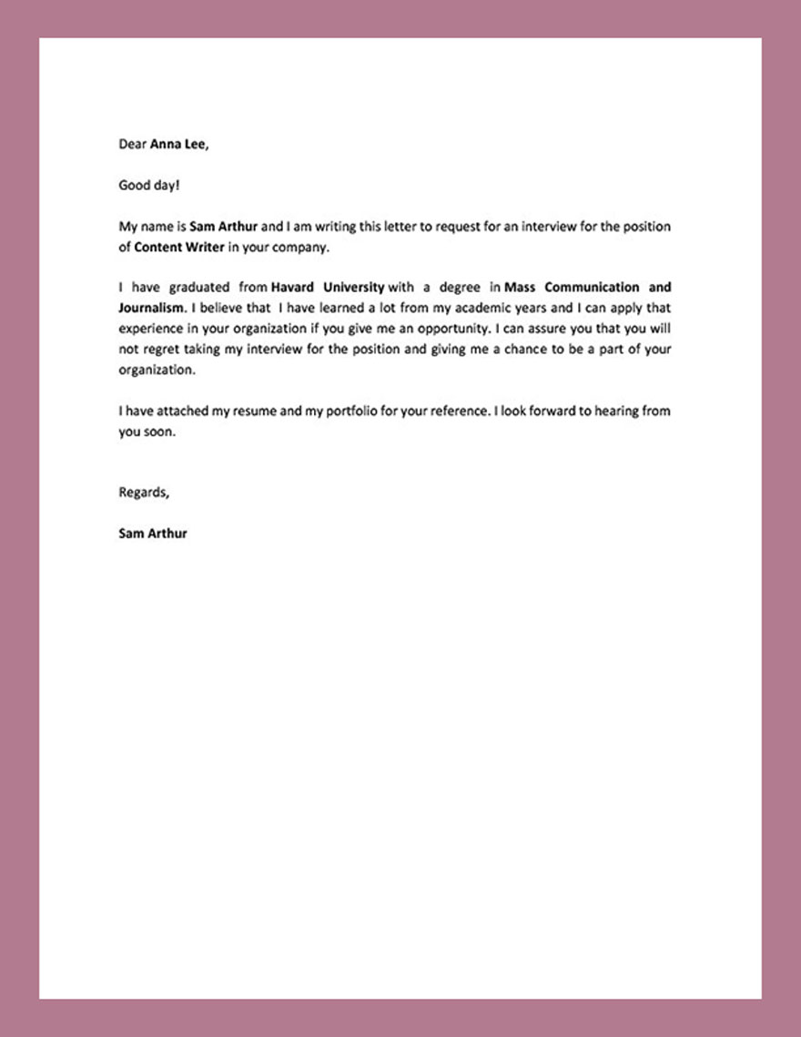 Formal Interview Request Letter Template