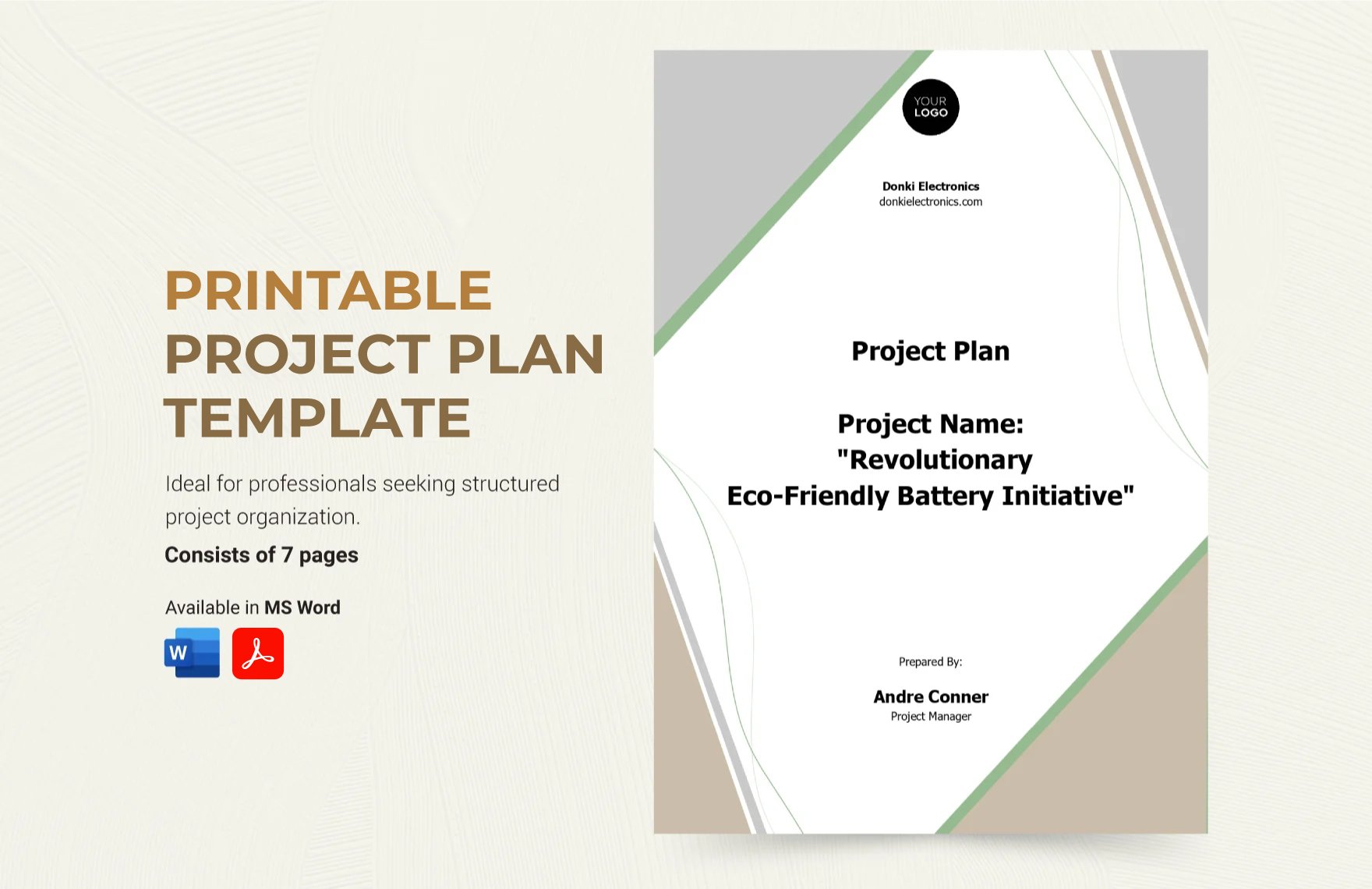 Printable Project Plan Template in Word, PDF