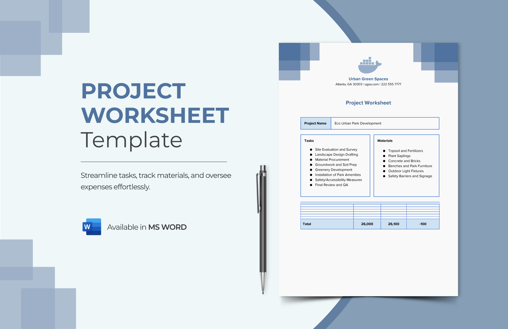 Project Worksheet Template