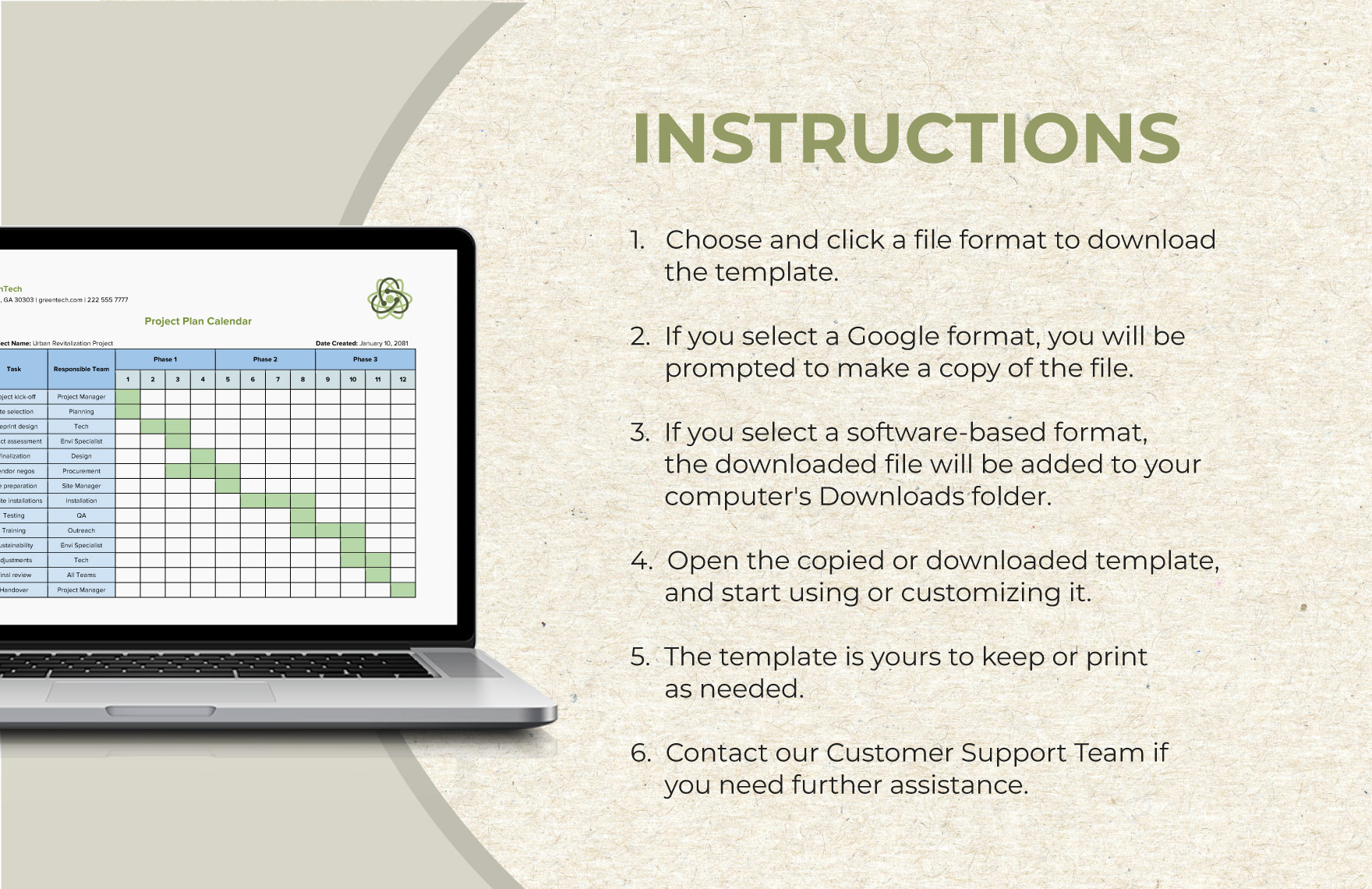 Project Plan Calendar Template