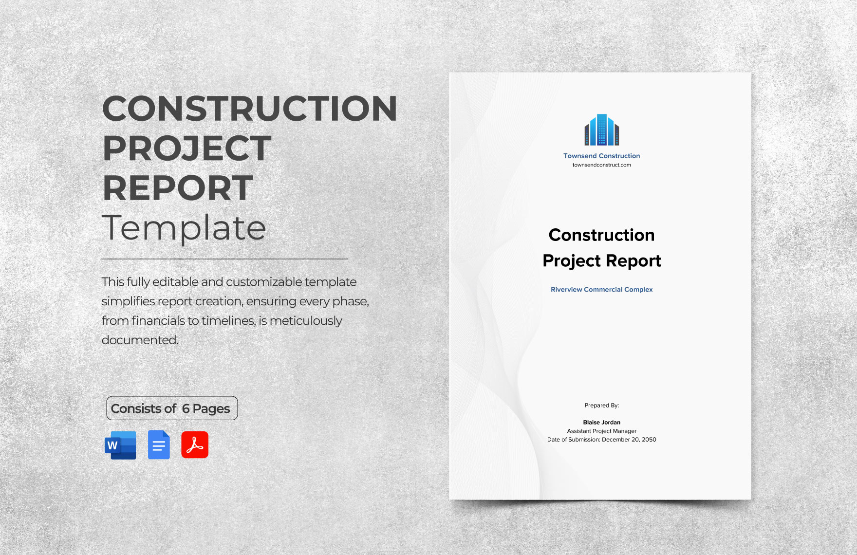 Construction Project Report Template in Word, Google Docs, PDF