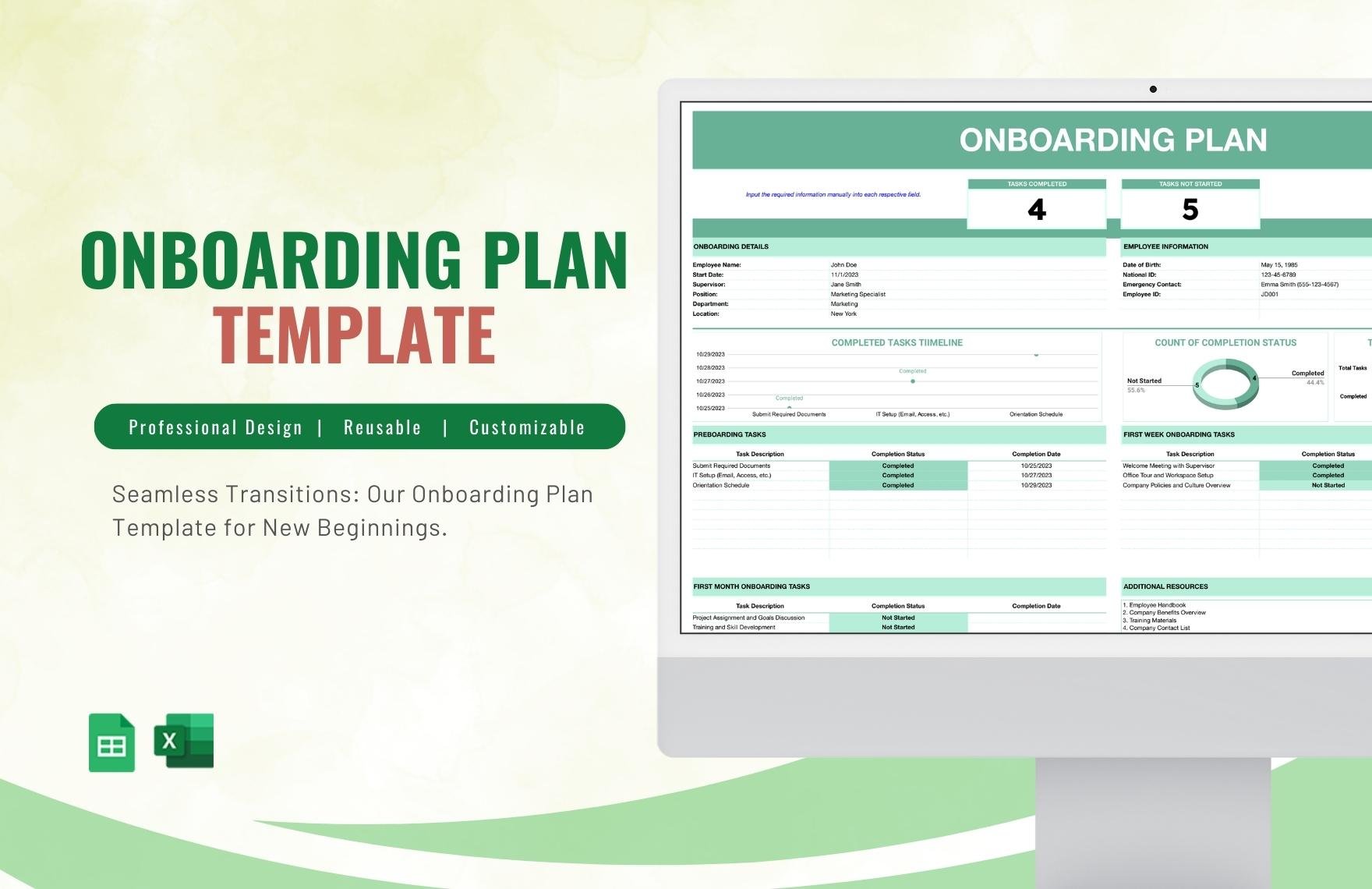 Onboarding Plan Template in Excel, Google Sheets