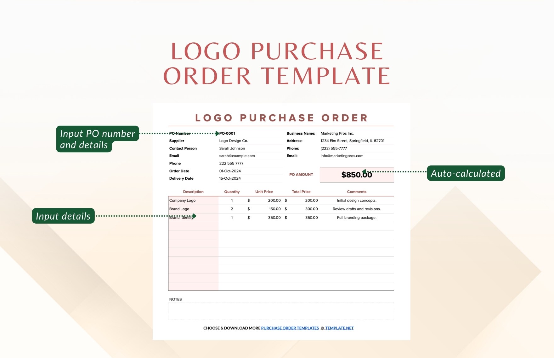 Logo Purchase Order Template