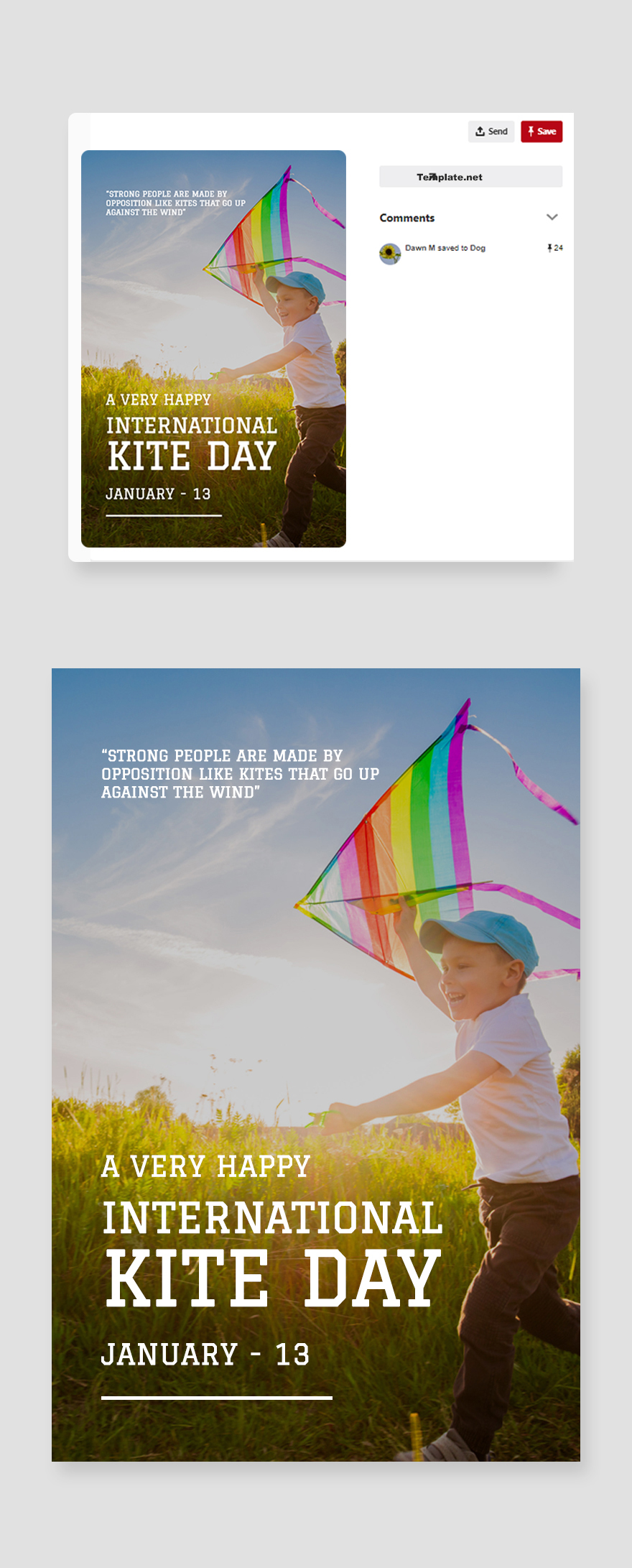 Free International Kites Day Pinterest Pin Template in PSD