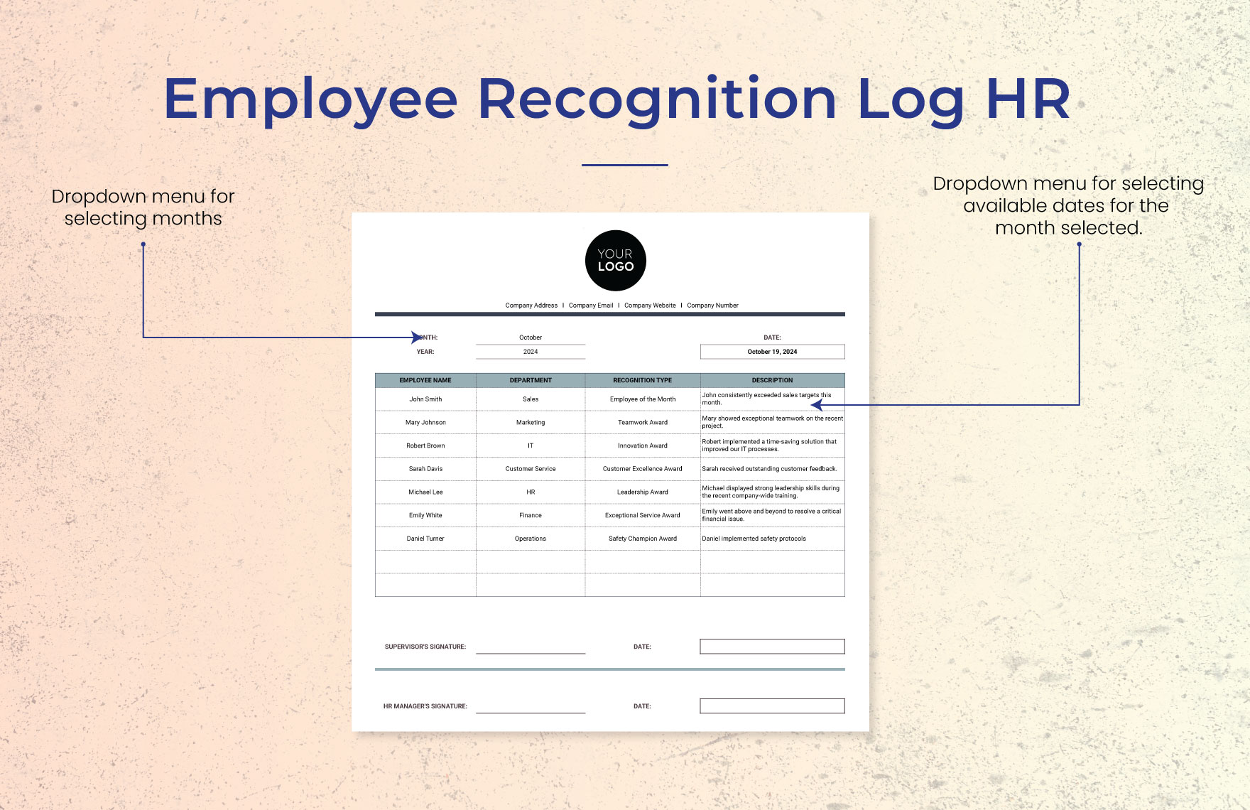 Employee Recognition Log HR Template