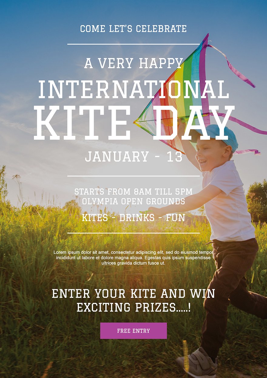 Free International Kites Day Poster Template