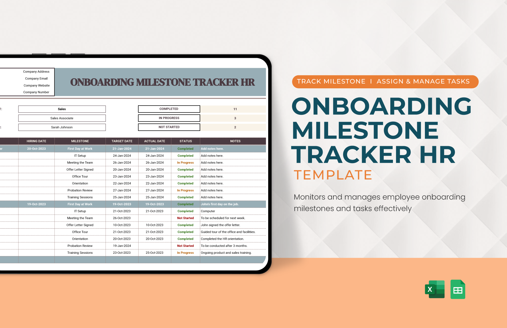 Onboarding Milestone Tracker HR Template
