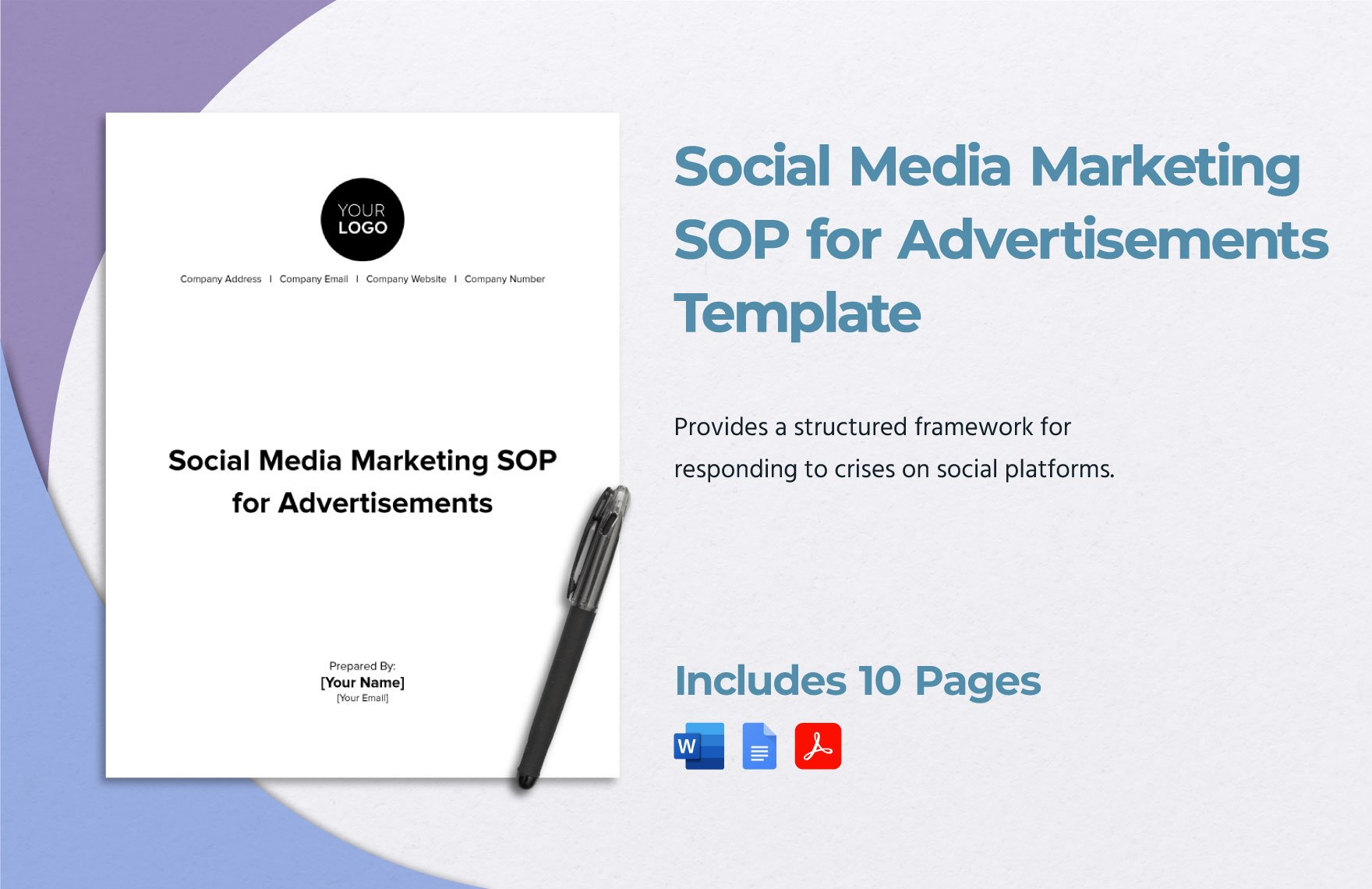 Social Media Marketing SOP for Advertisements Template in Word, Google Docs, PDF