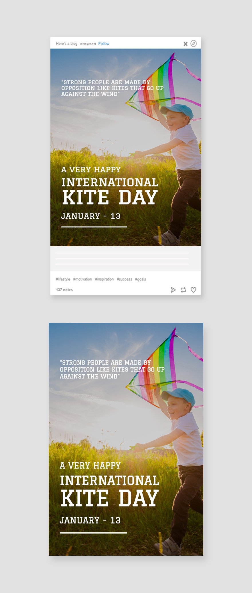 Free International Kites Day Tumblr Post Template in PSD