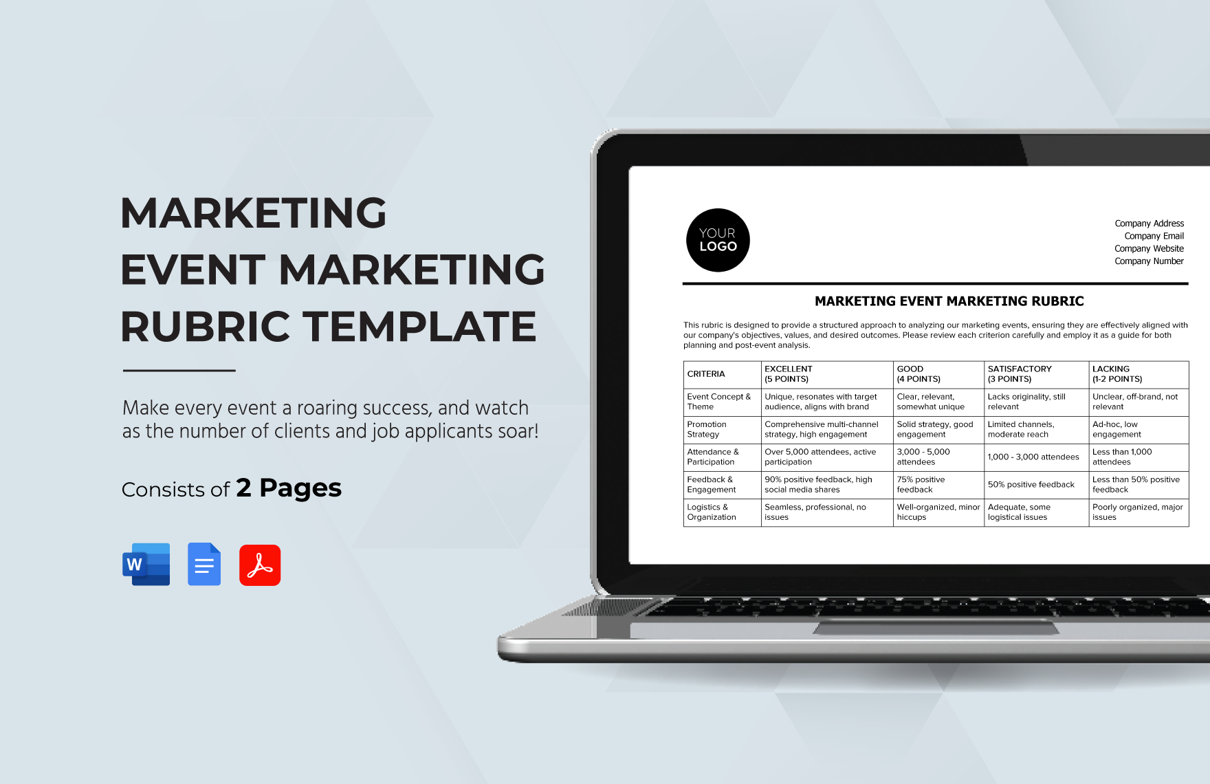 Marketing Event Marketing Rubric Template in Word, Google Docs, PDF