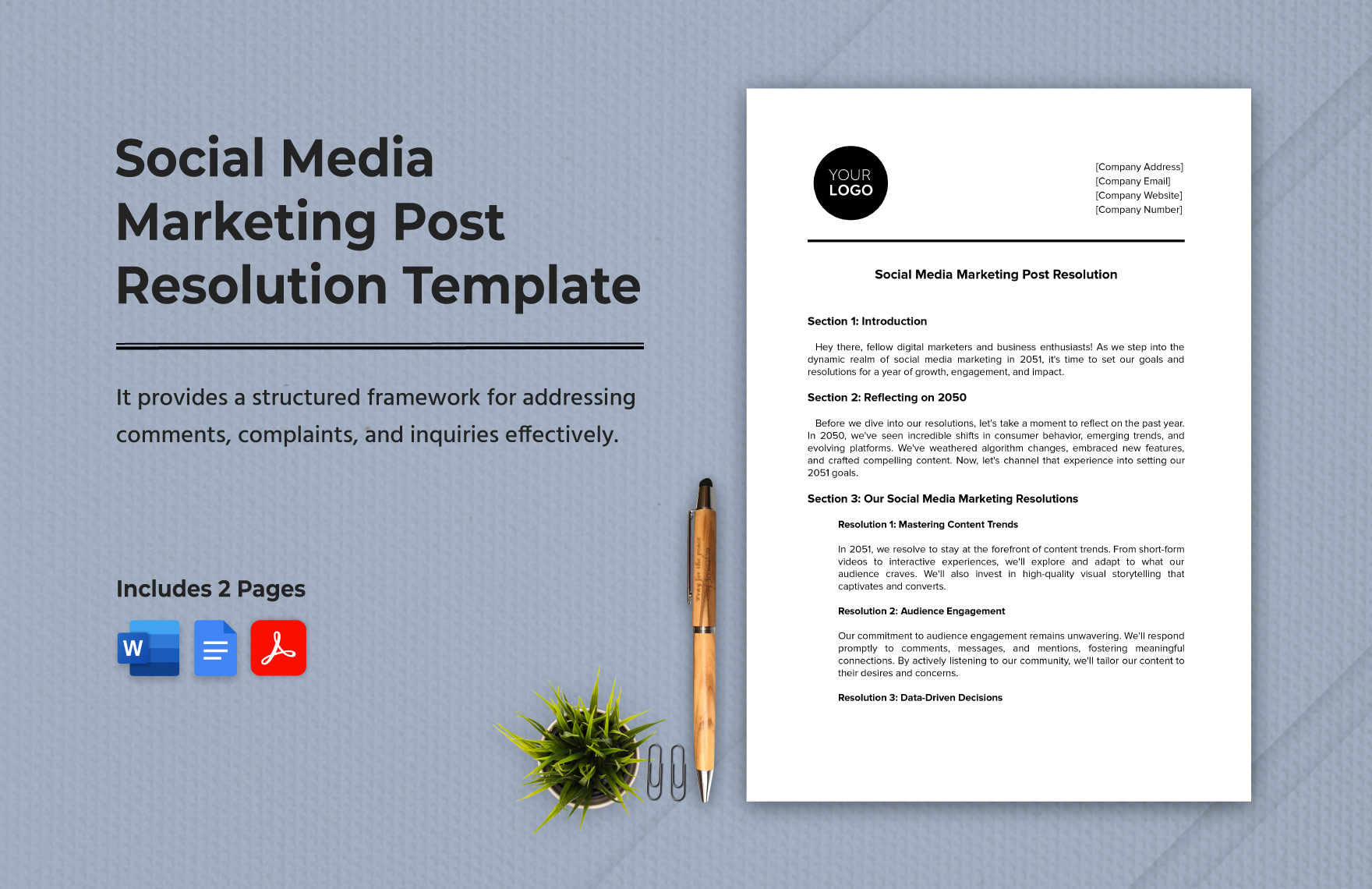 Social Media Marketing Post Resolution Template