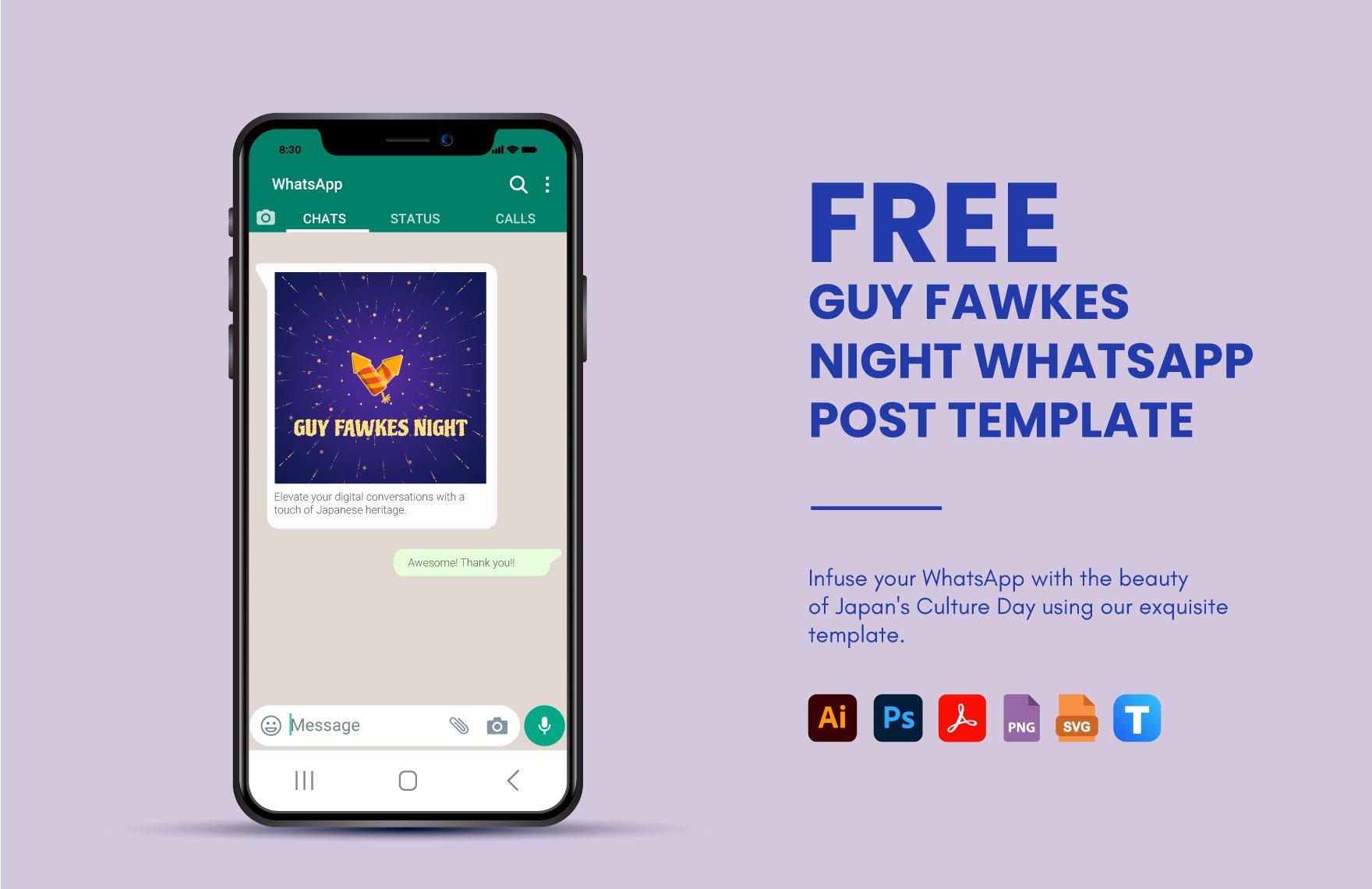 Free Guy Fawkes Night WhatsApp Post Template in PDF, Illustrator, PSD, SVG, PNG