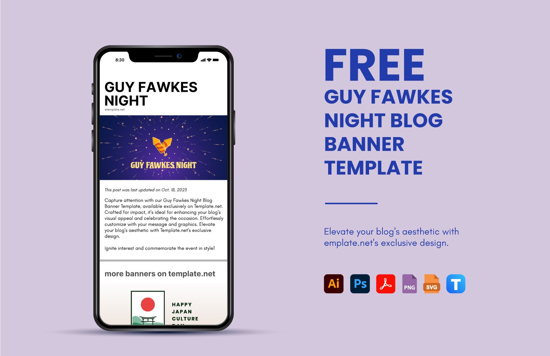 Free Guy Fawkes Night Blog Banner Template in PDF, Illustrator, PSD, SVG, PNG