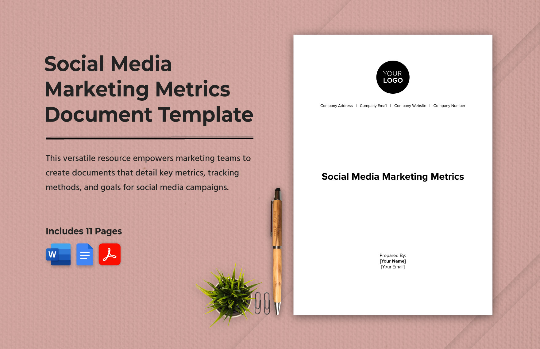 Social Media Marketing Metrics Document Template in Word, Google Docs, PDF