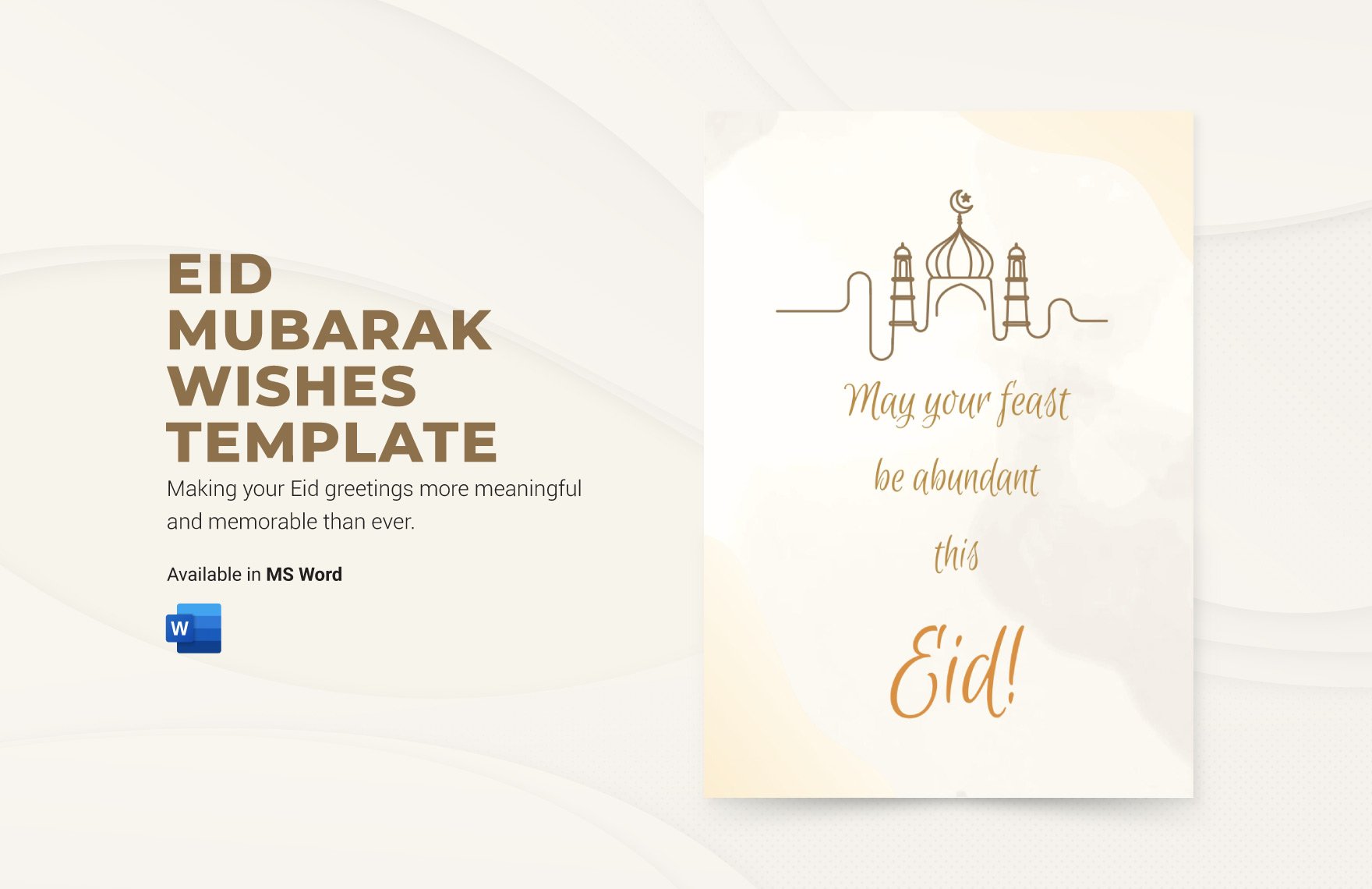 Free Eid Mubarak Wishes Template in Word